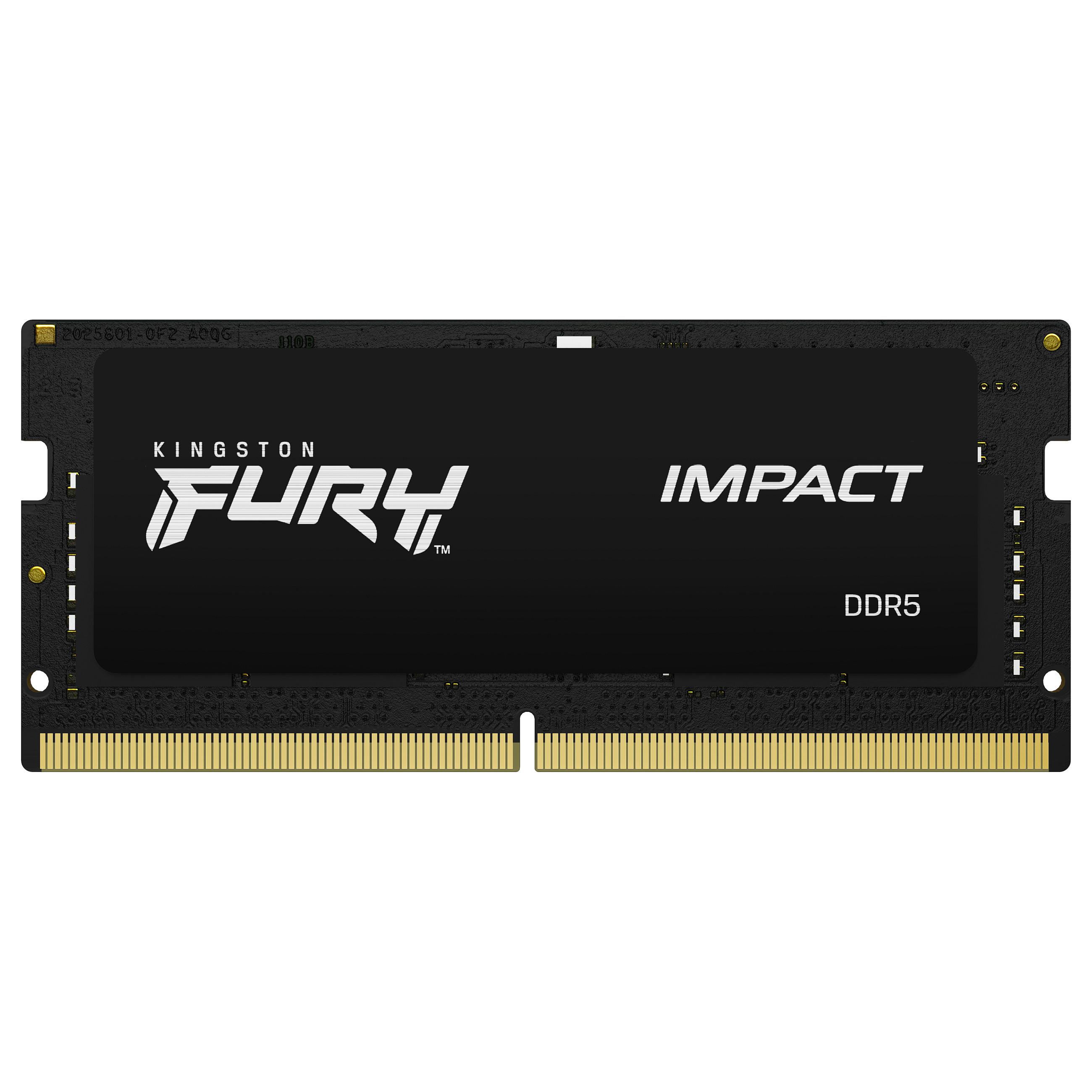 Kingston FURY Impact - DDR5 - sæt - 16 GB: 2 x 8 GB - SO DIMM 262-PIN - 4800 MHz / PC5-38400 - CL38 - 1,1 V - ikke bufferet - on-die ECC