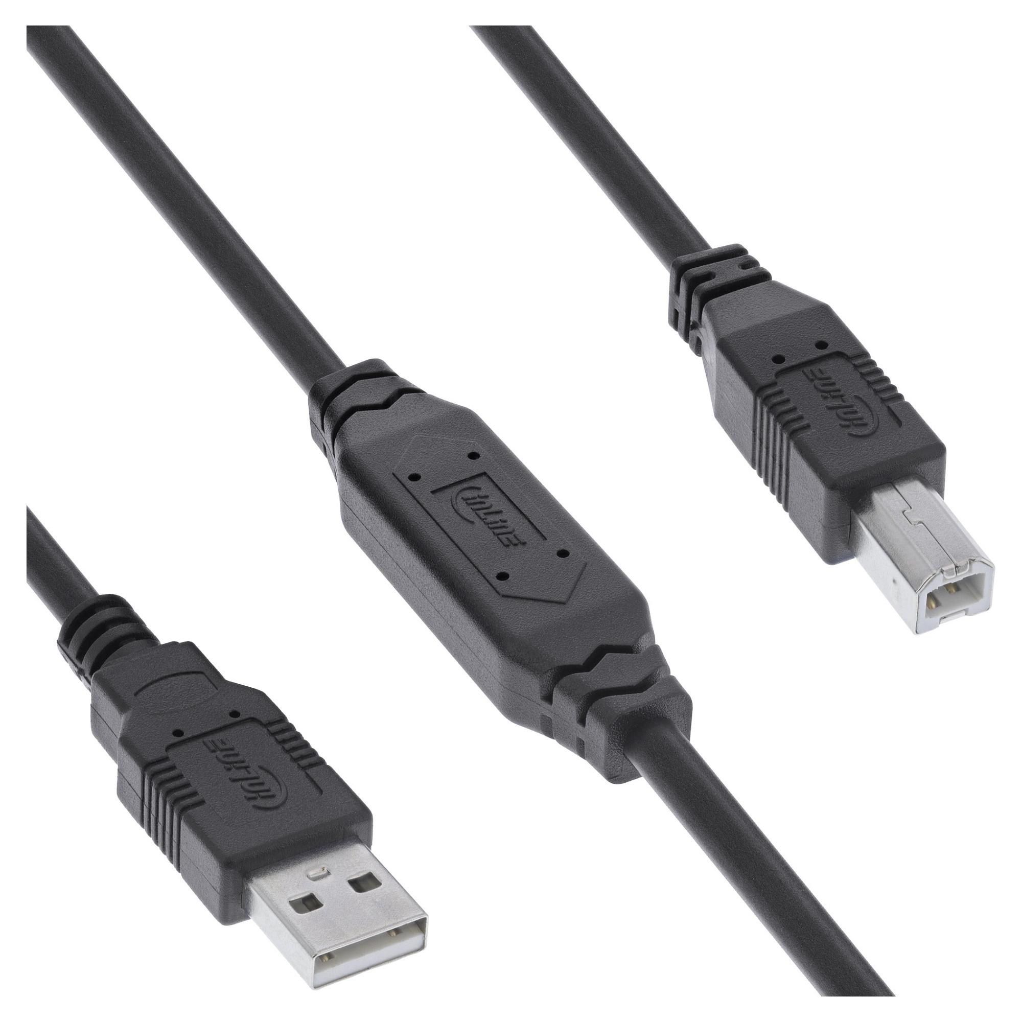 Aktivt USB 2.0-kabel InLine A han til B han - 15 m