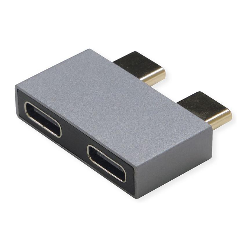 USB-C-adapter ROLINE USB 3.2 Gen 2 2x USB-C han til 2x USB-C hun - sølv