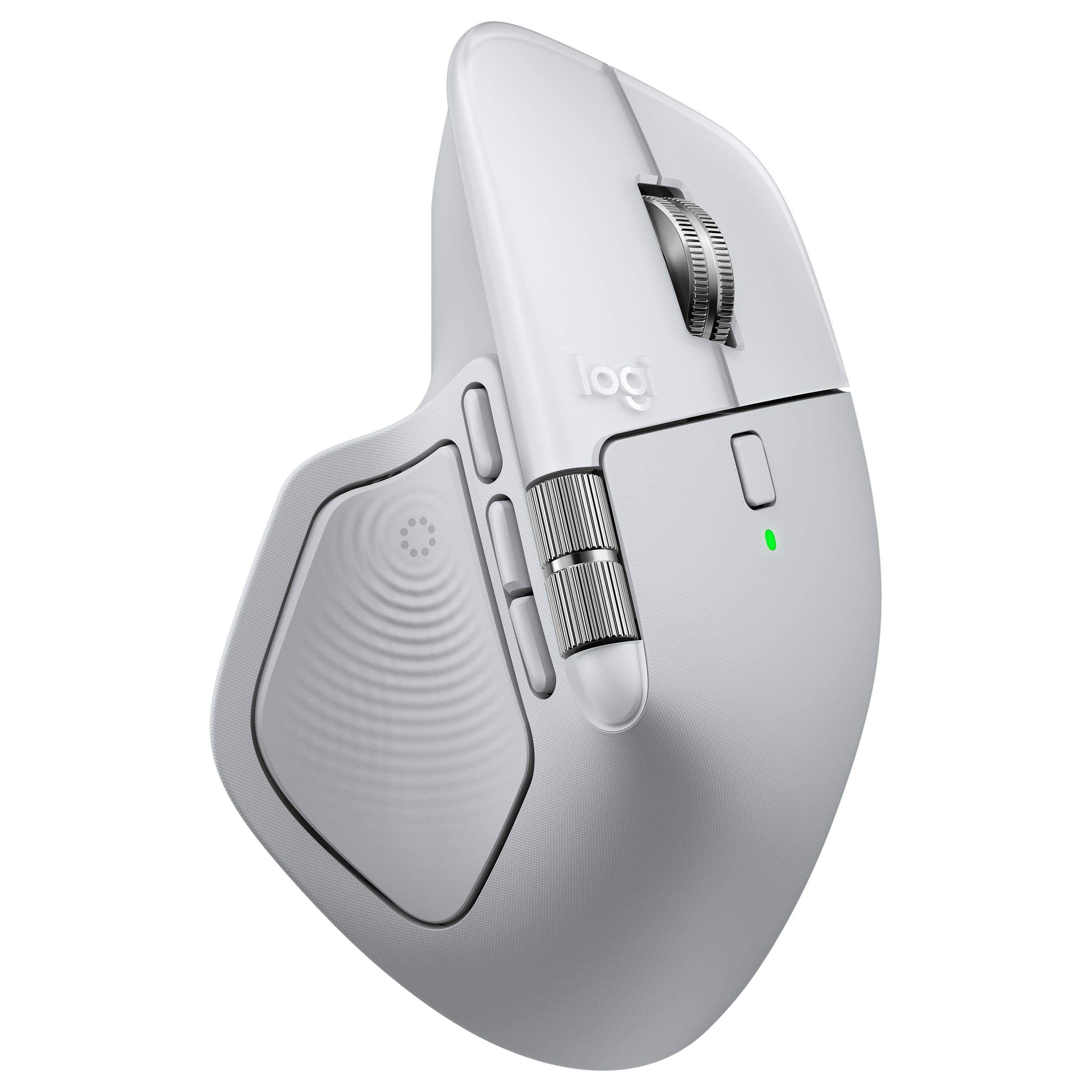 Logitech MX Master 4 for Mac - Mus - 8 knapper - trådløs - Bluetooth, 2.4 GHz - trådløs modtager (USB) - hvidt sølv