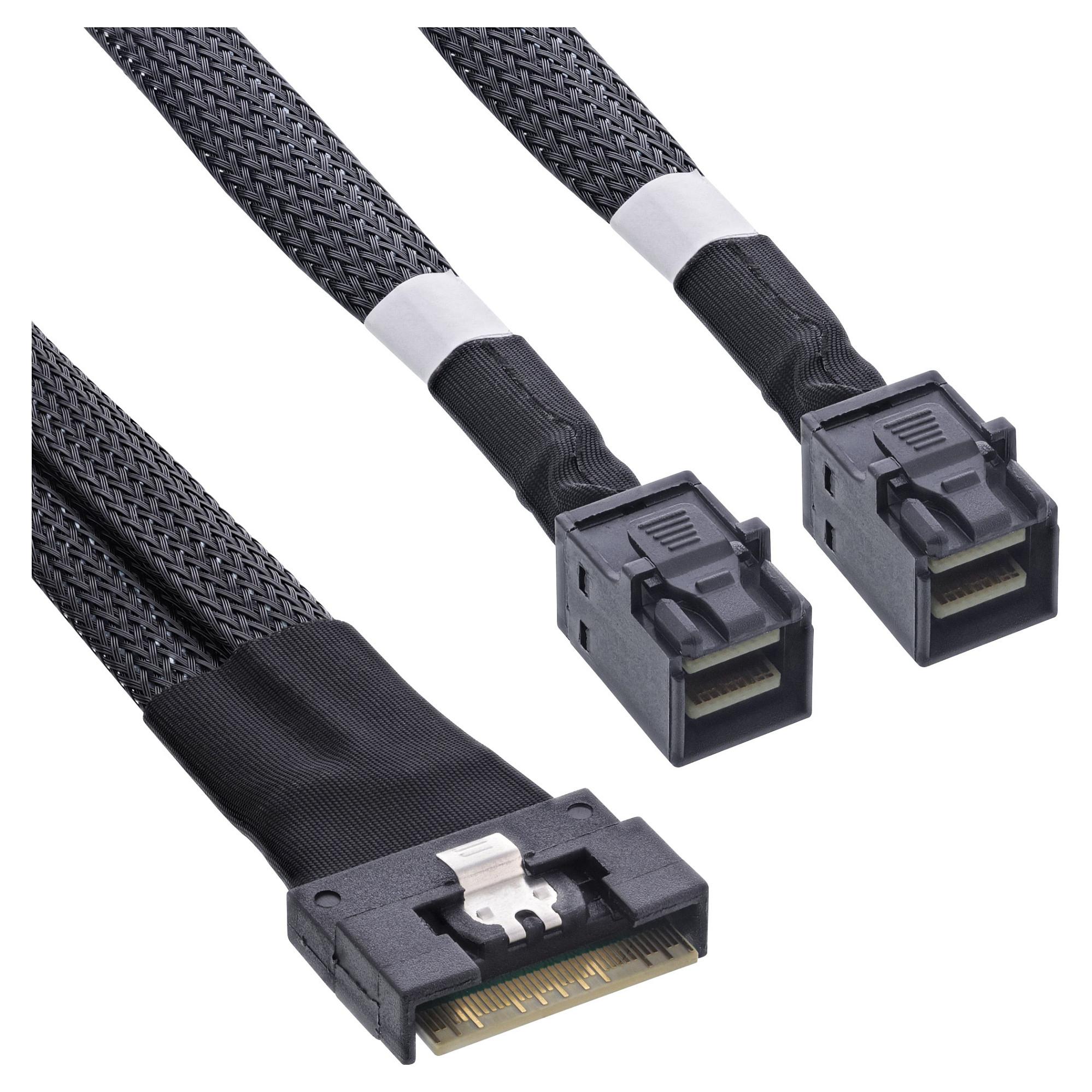 Slim SAS-kabel InLine SFF-8654 8i til 2x SFF-8643 - 1 m
