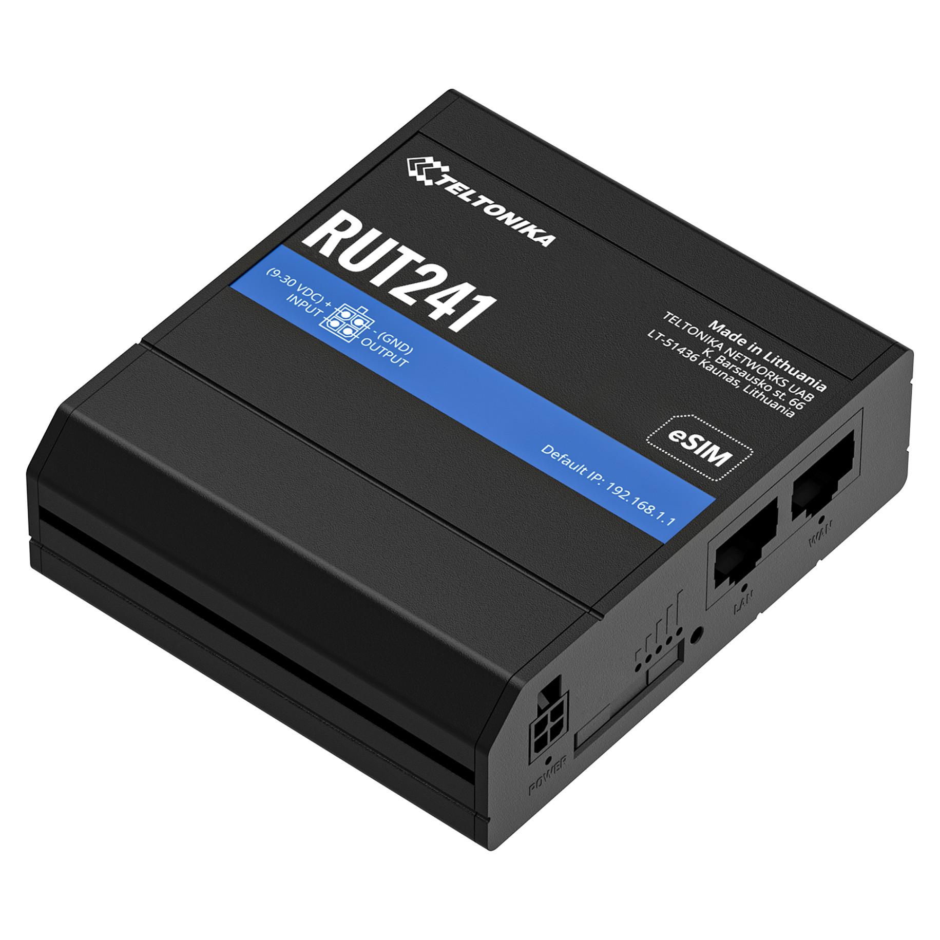 Teltonika RUT241 eSIM - wireless router - WWAN - Wi-Fi - 2G 3G 4G - DIN rail mountable - Wireless router N Standard - 802.11n