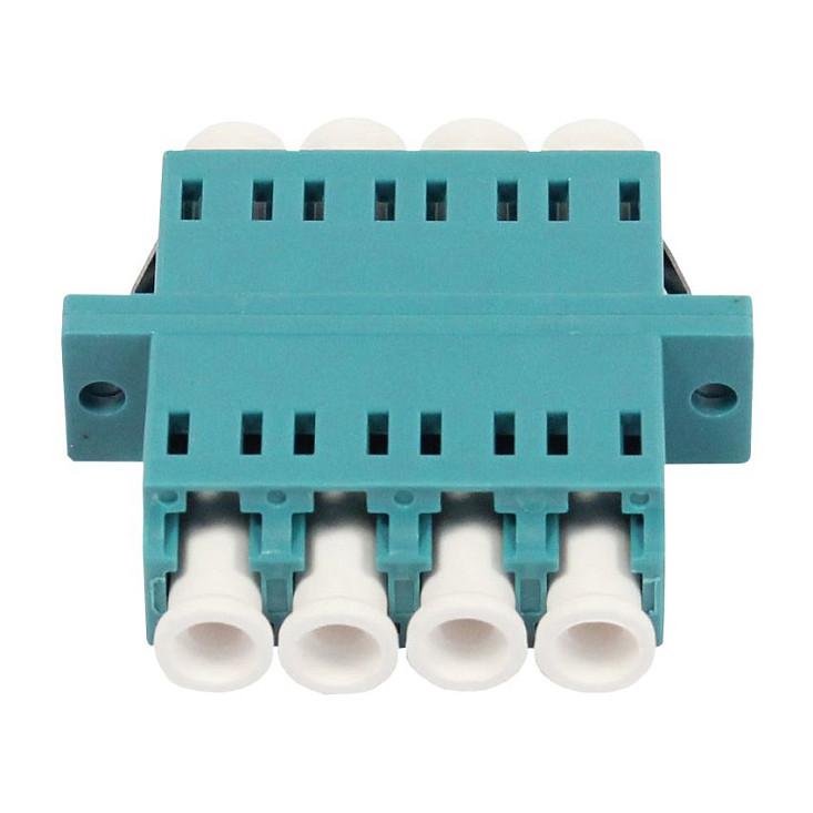 LWLKupplungLCBuchseLCBuchse 50125u Multimode OM3 aqua Quad PVC mit Flansch Synergy 21
