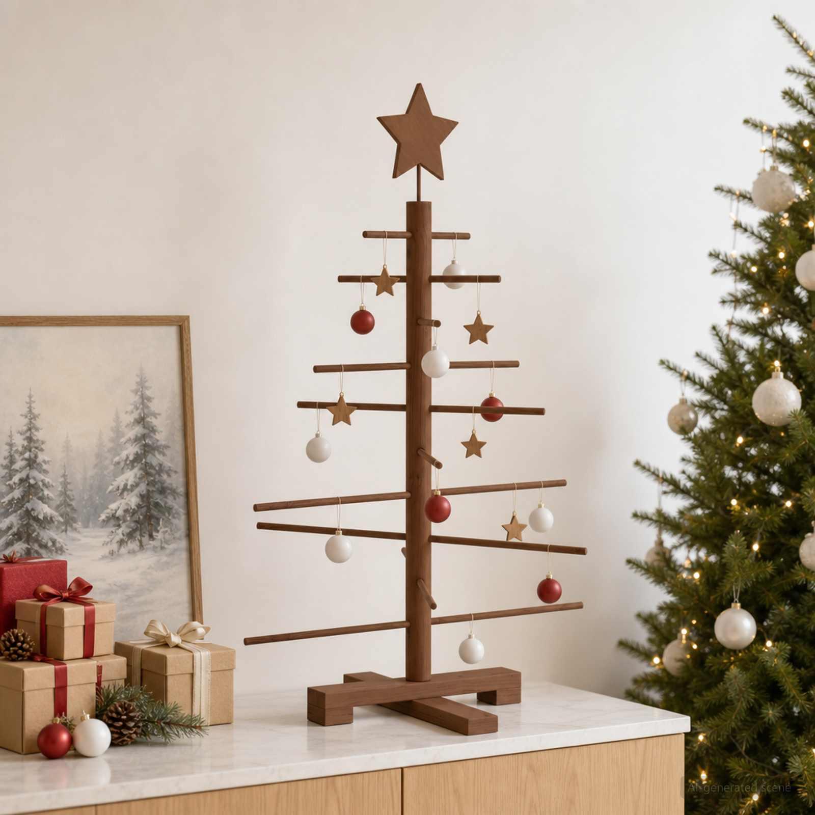 Juletræ i træ KOTKA 75 cm - mørkebrun