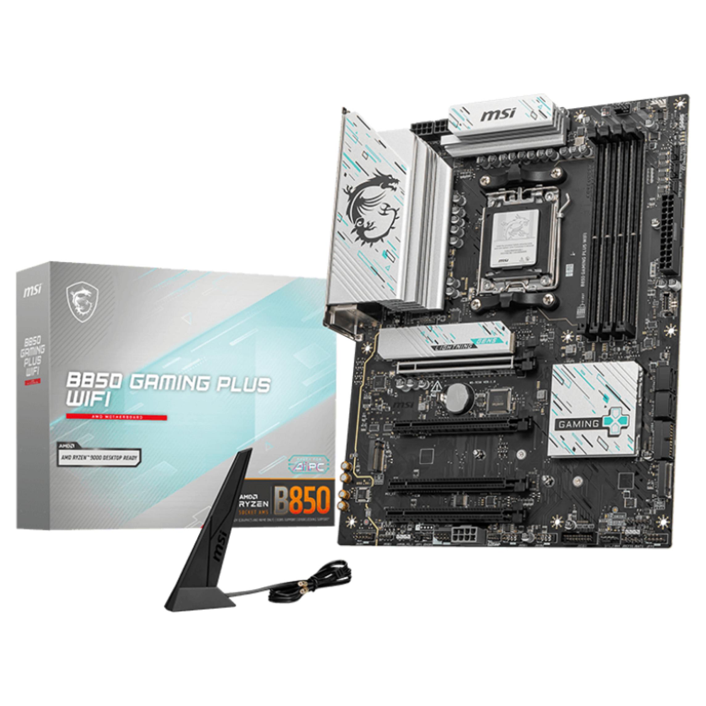 MSI B850 Gaming Plus WIFI Bundkort - ATX, AMD B850, AM5, DDR5, PCIe 5.0, Wi-Fi 7, 5G - Sort
