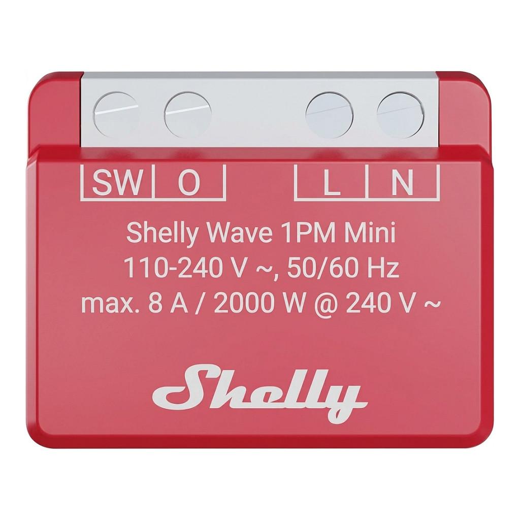 Shelly Wave 1PM Mini LR Smart Relæ - Z-Wave (Energimåling) - Rød