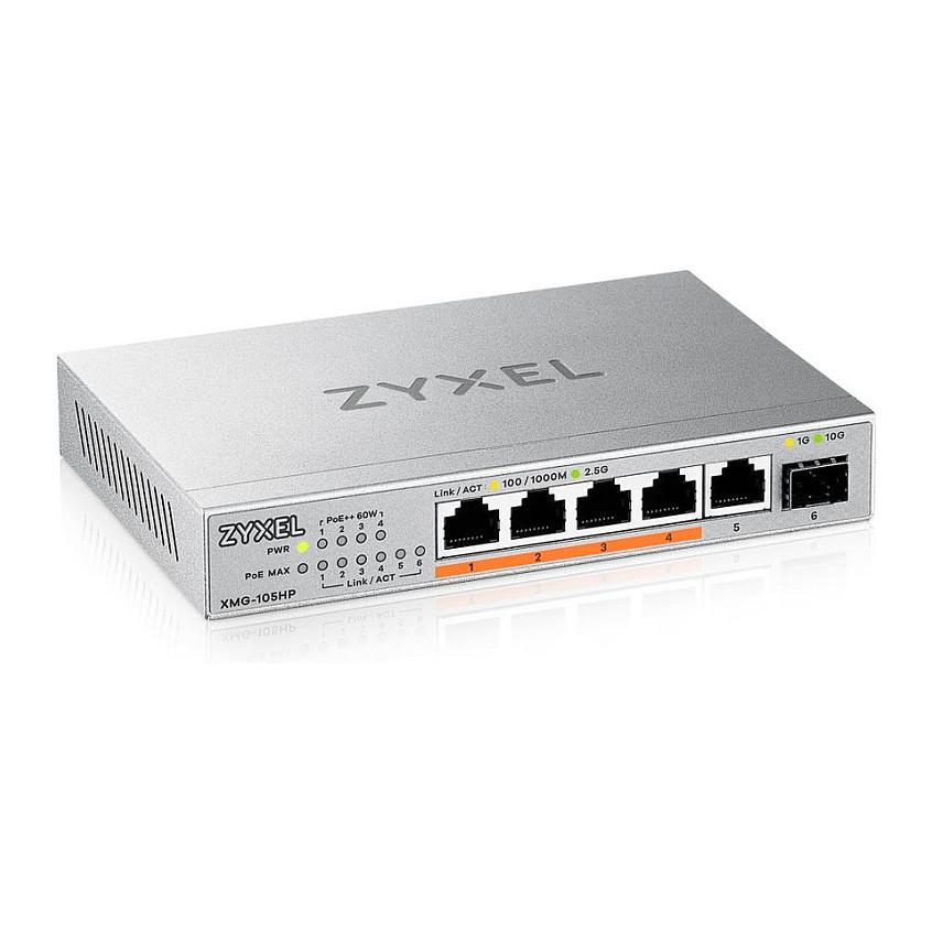 Zyxel XMG-105HP uadministreret netværksswitch 5x 2,5G + 1x 10G SFP+ 70 W PoE++