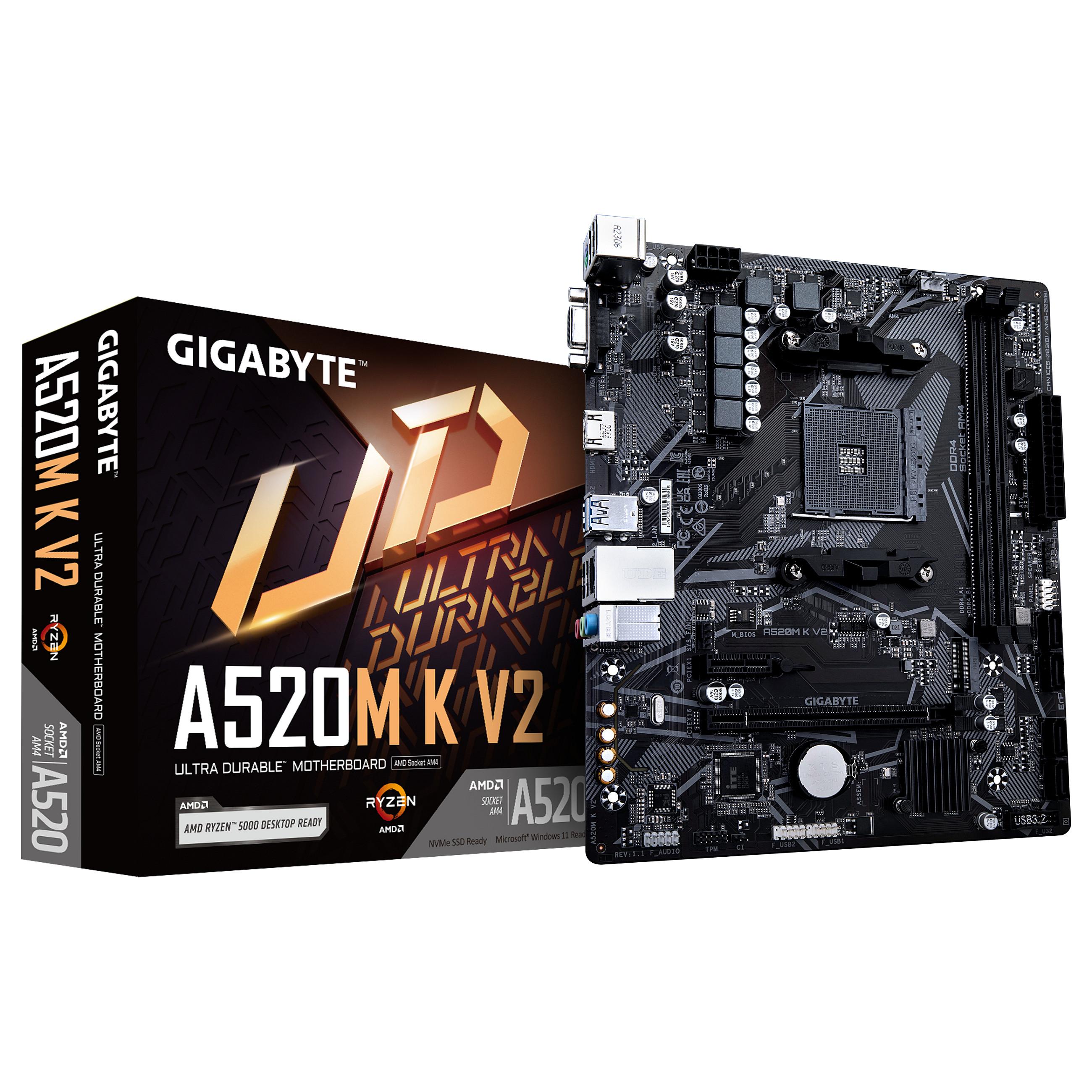 GIGABYTE A520M K V2 Bundkort - AMD A520 - AMD AM4 - DDR4 RAM - Micro-ATX