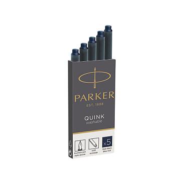 Parker Fyldepen Blæk Refill Patroner | Lang | Blå-Sort QUINK Blæk | 5 Stk