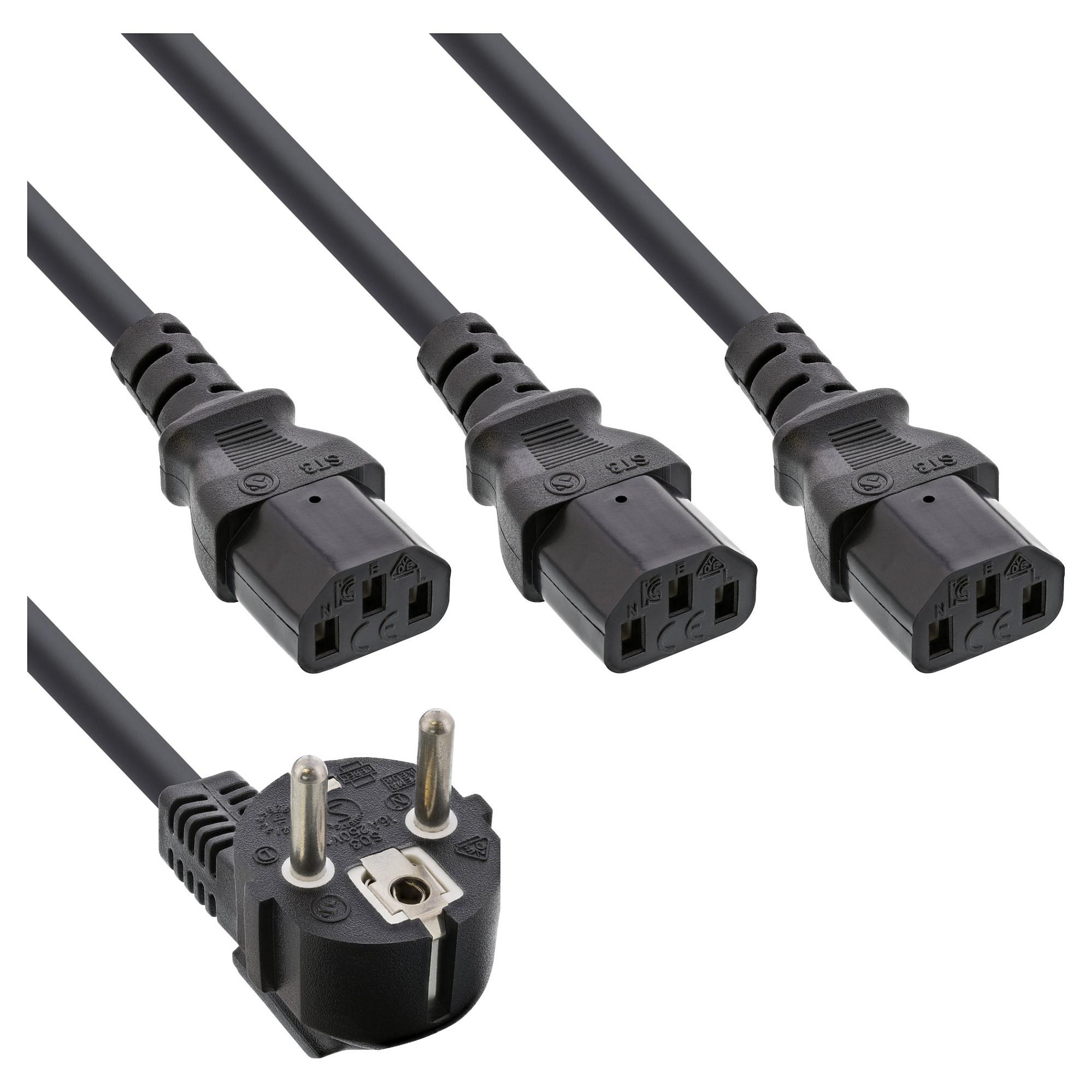 Y-strømkabel InLine 1 x Schuko til 3 x C13 - 1,8 m