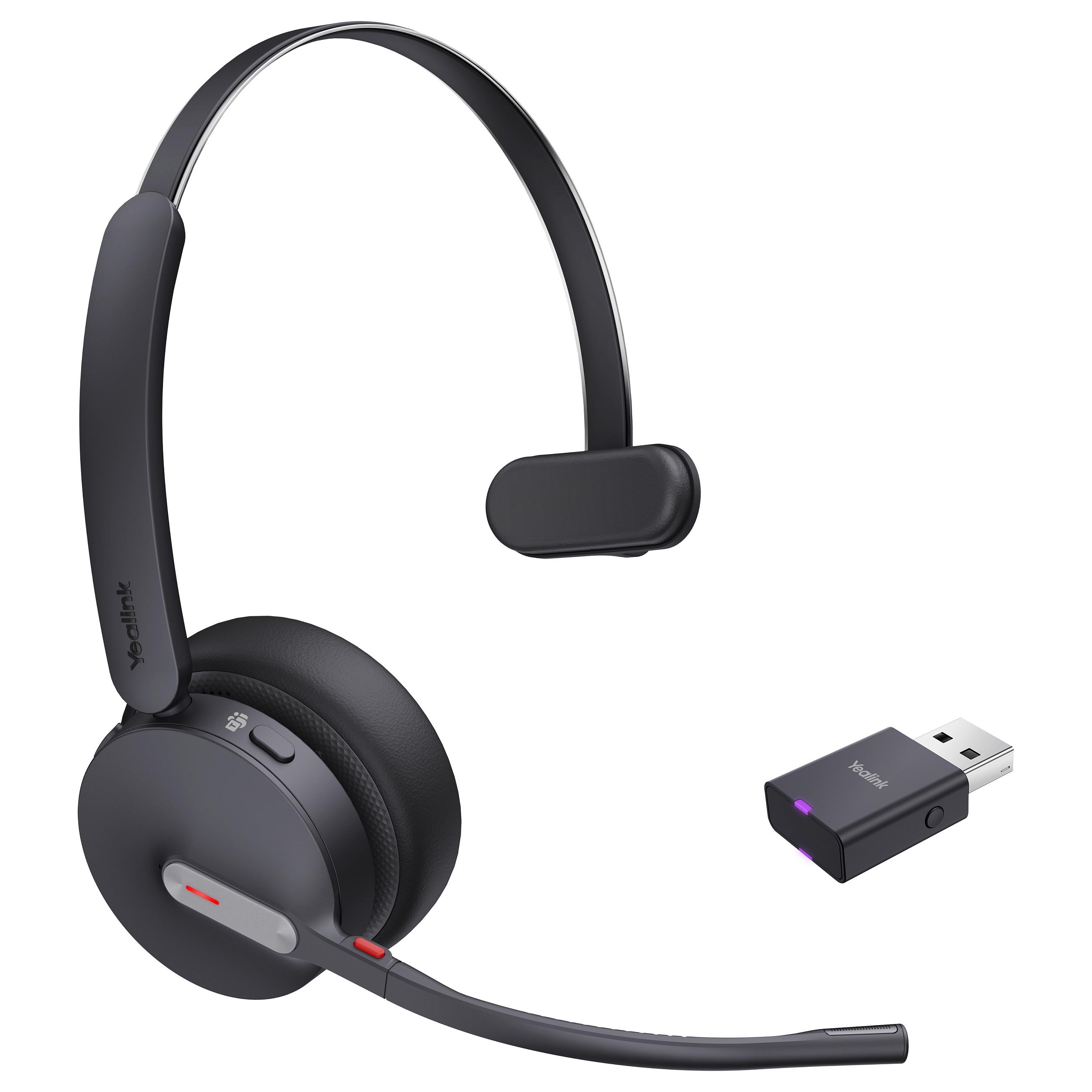 Yealink WH64 Hybrid Mono - Headset - på øret - DECT / Bluetooth - trådløs - USB-A via DECT adapter, USB-C - Certified for Microsoft Teams