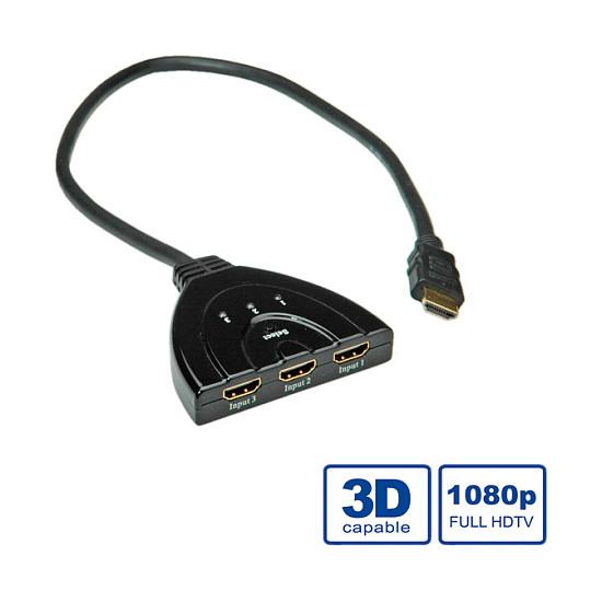 HDMI-switch 3-vejs med automatisk skift - sort