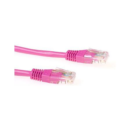 ACT Pink 1 meter U/UTP CAT6 patch cable with RJ45 connectors