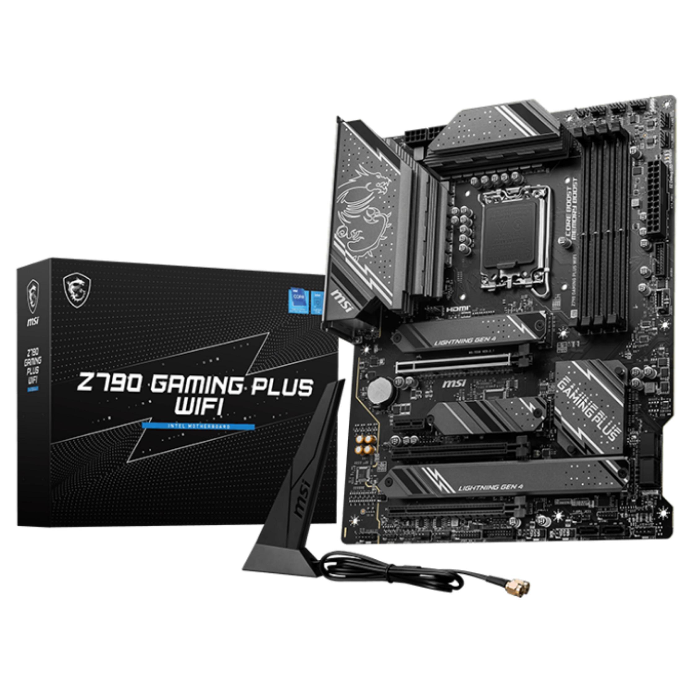 MSI Z790 Gaming Plus Wifi - Bundkort - ATX - LGA1700 sokkel - Z790 Chipset - USB-C 3.2 Gen 2x2, USB 3.2 Gen 2, USB 3.2 Gen 1, USB-C 3.2 Gen2 - 2.5 Gigabit LAN, Wi-Fi 6E, Bluetooth - onboard grafik (CPU påkrævet) - HD Audio (8-kanaler)