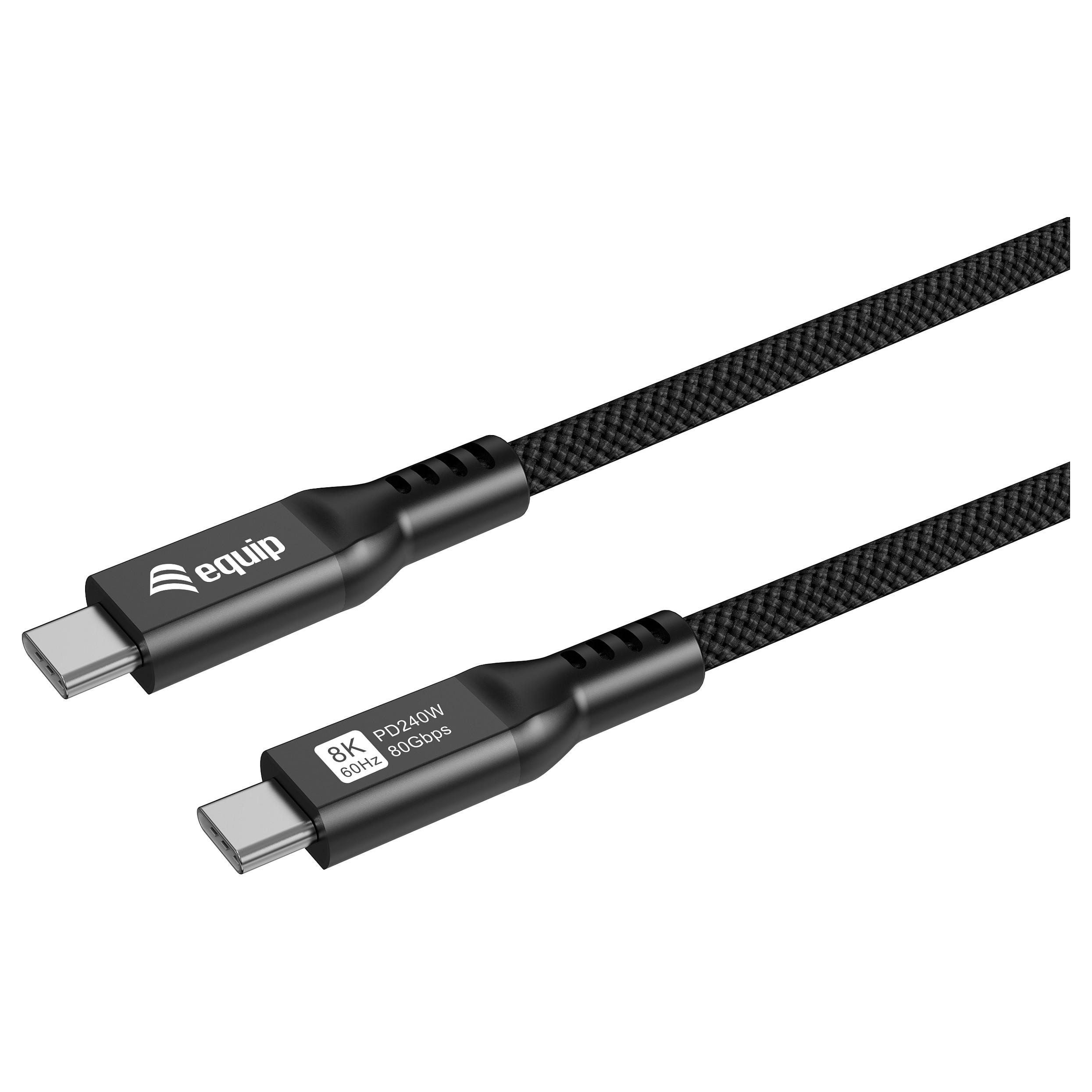 EQUIP USB4 USB-C til USB-C kabel 2 m - 240 W, 80 Gbit/s, 8K/60 Hz, sort