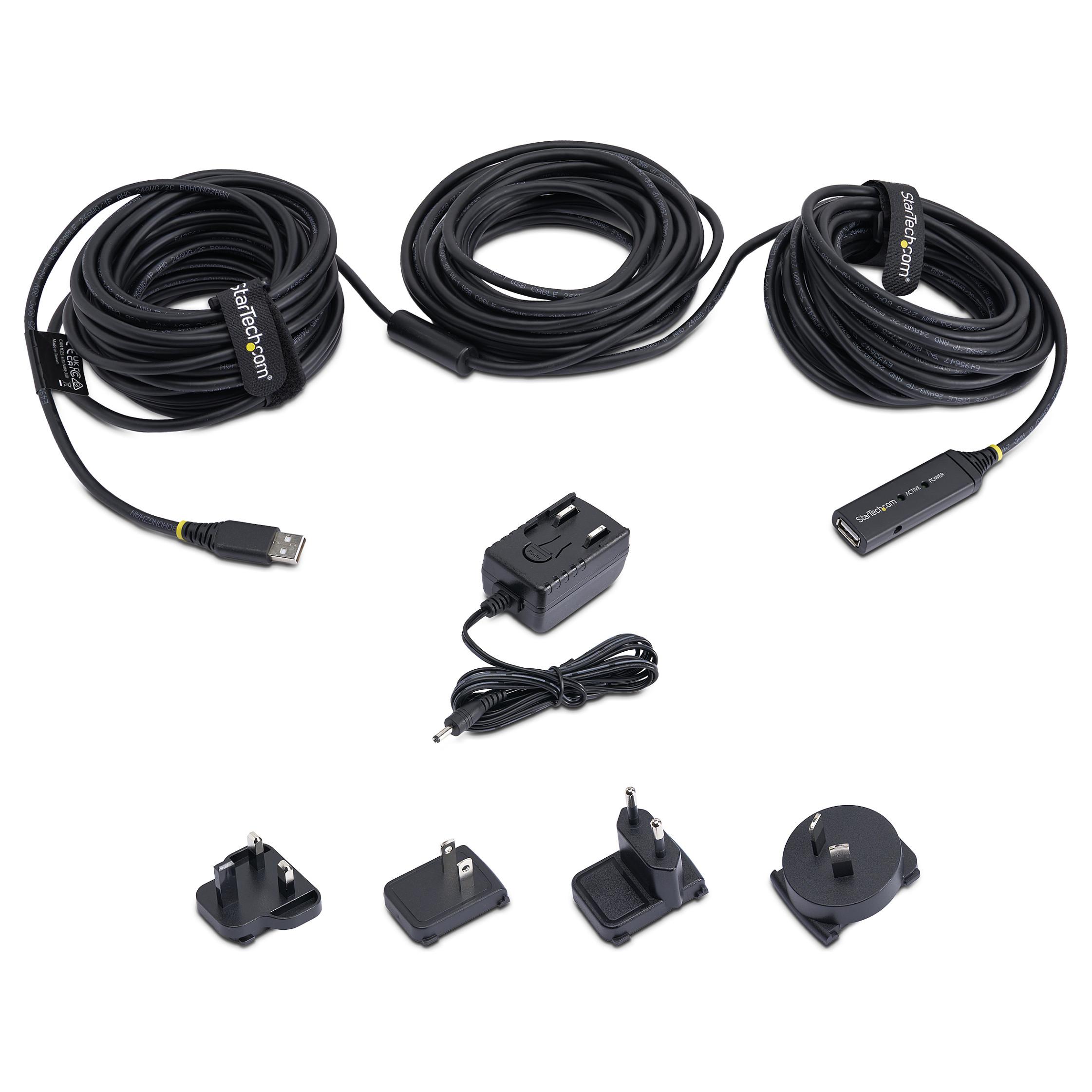 StarTech.com 5m USB 2.0 Active Extension Cable M/F - 5 meter USB A Male to USB A Female USB 2.0 Repeater / Extender Cable - Black - 15ft (USB2AAEXT5M) USB forlængerkabel 5m Sort