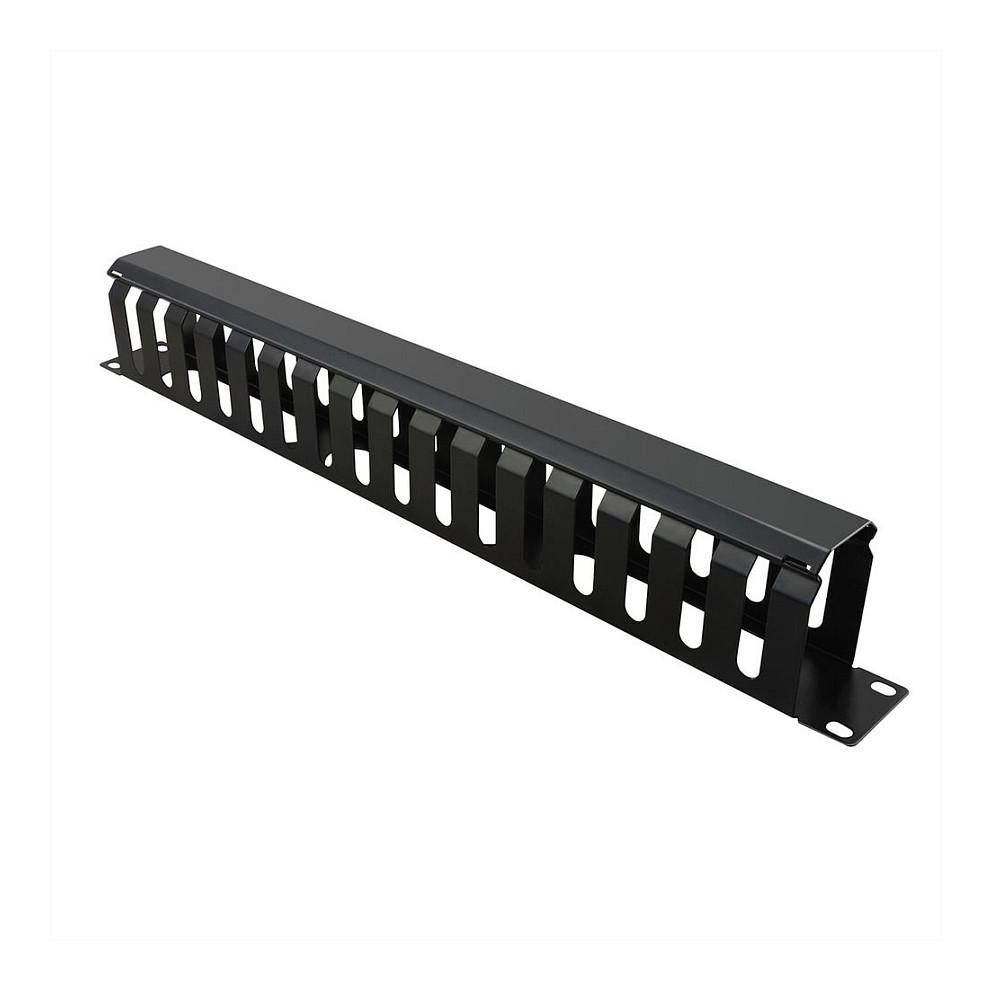 Frontplade VALUE 19" 1 HE med kabelføringskanal 40 x 60 mm - sort