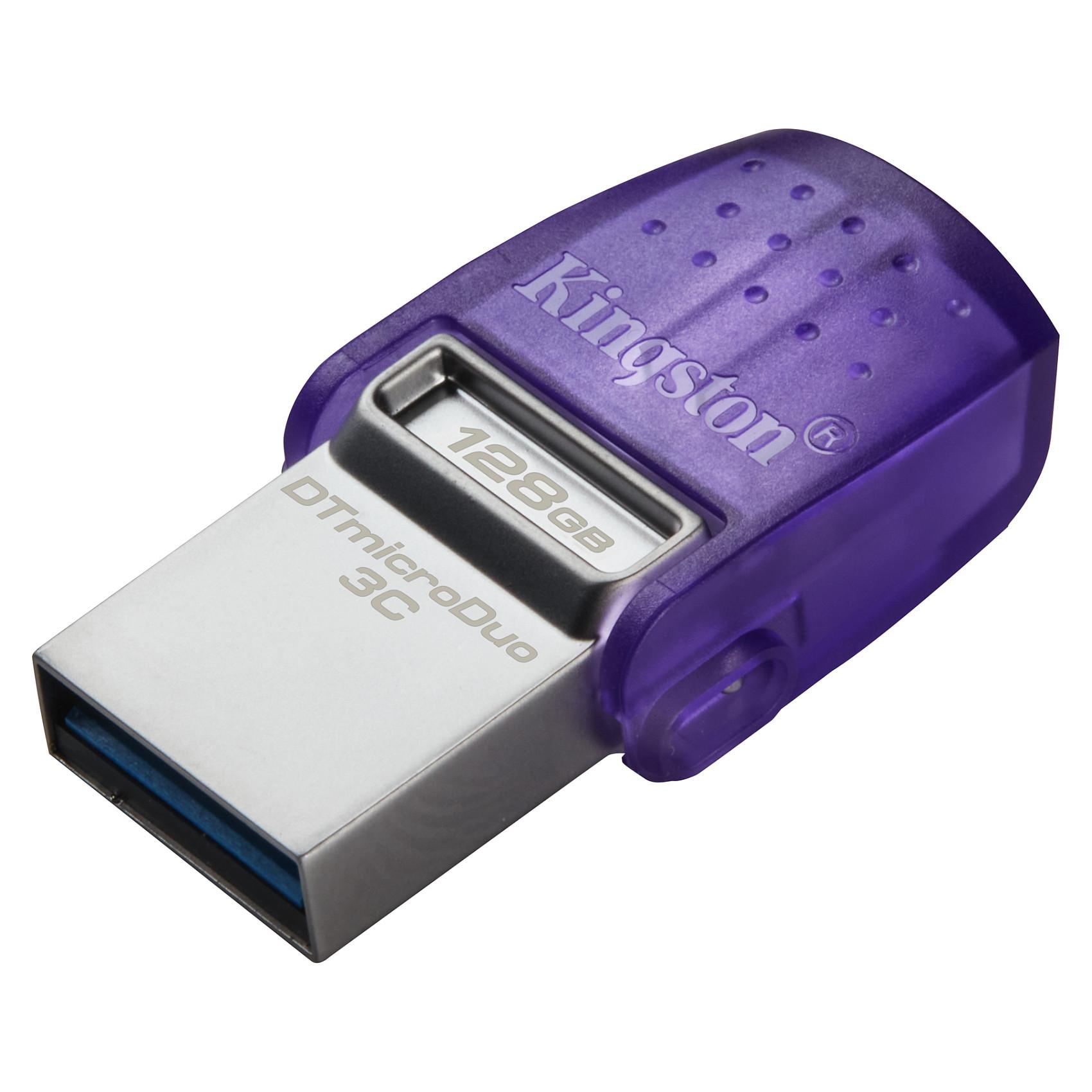 Kingston Technology Datatraveler 128 Gb Microduo 3c 200 Mb/s, Dobbelt Usb-a + Usb-c 128gb Usb-a / Usb-c Rustfrit Stål, Lilla