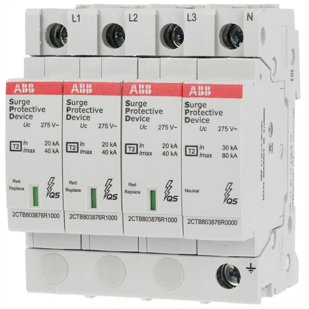 ABB OVR T2 3N 40-275 P QS, 230 / 400 V, Grå, IP20, A/V, 480 g, 71,2 mm