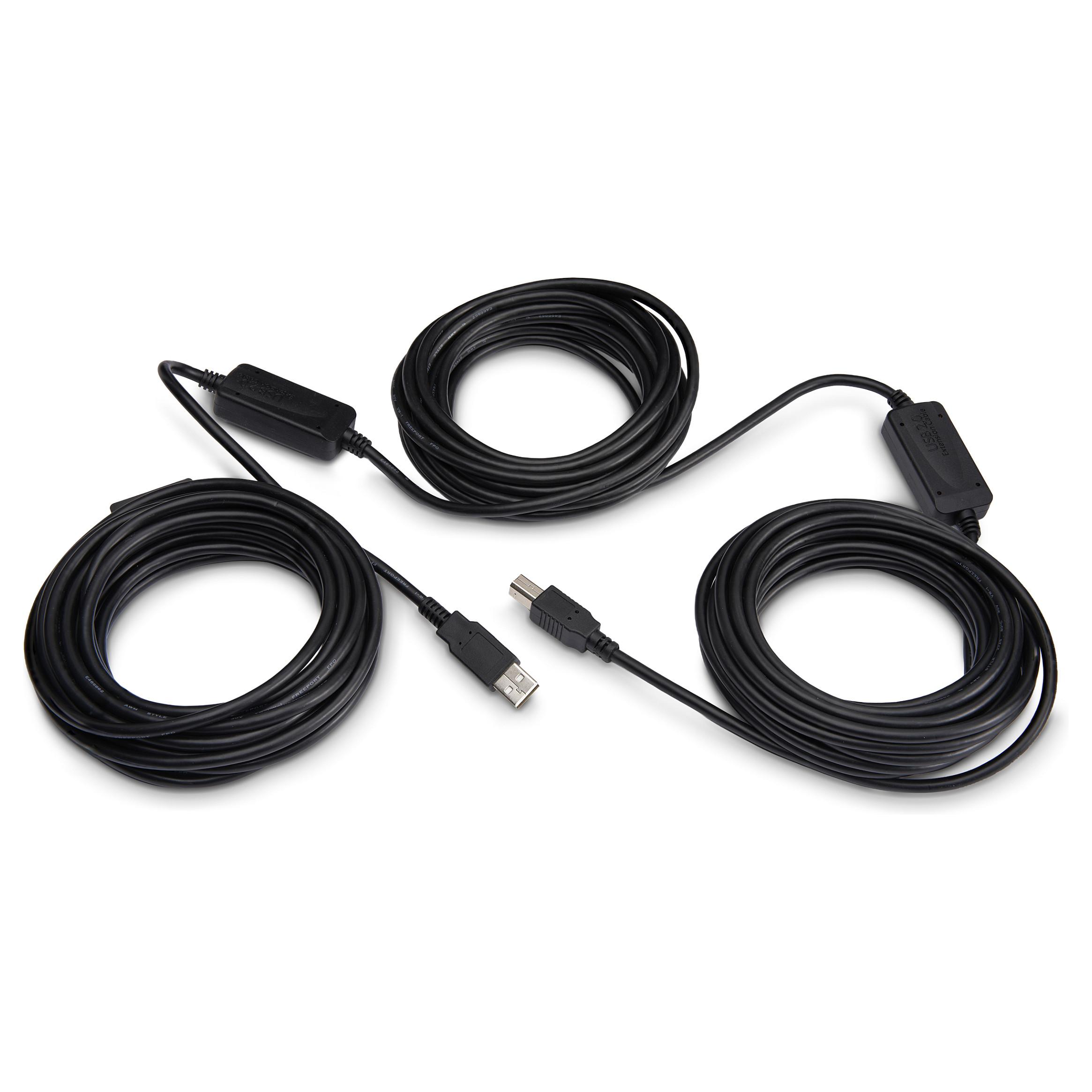 StarTech.com 15m / 50 ft Active USB 2.0 A to B Cable - Long 15 m USB Cable - 50 ft USB Printer Cable - 1x USB A (M), 1x USB B (M) - Black (USB2HAB50AC) USB-kabel 15m Sort
