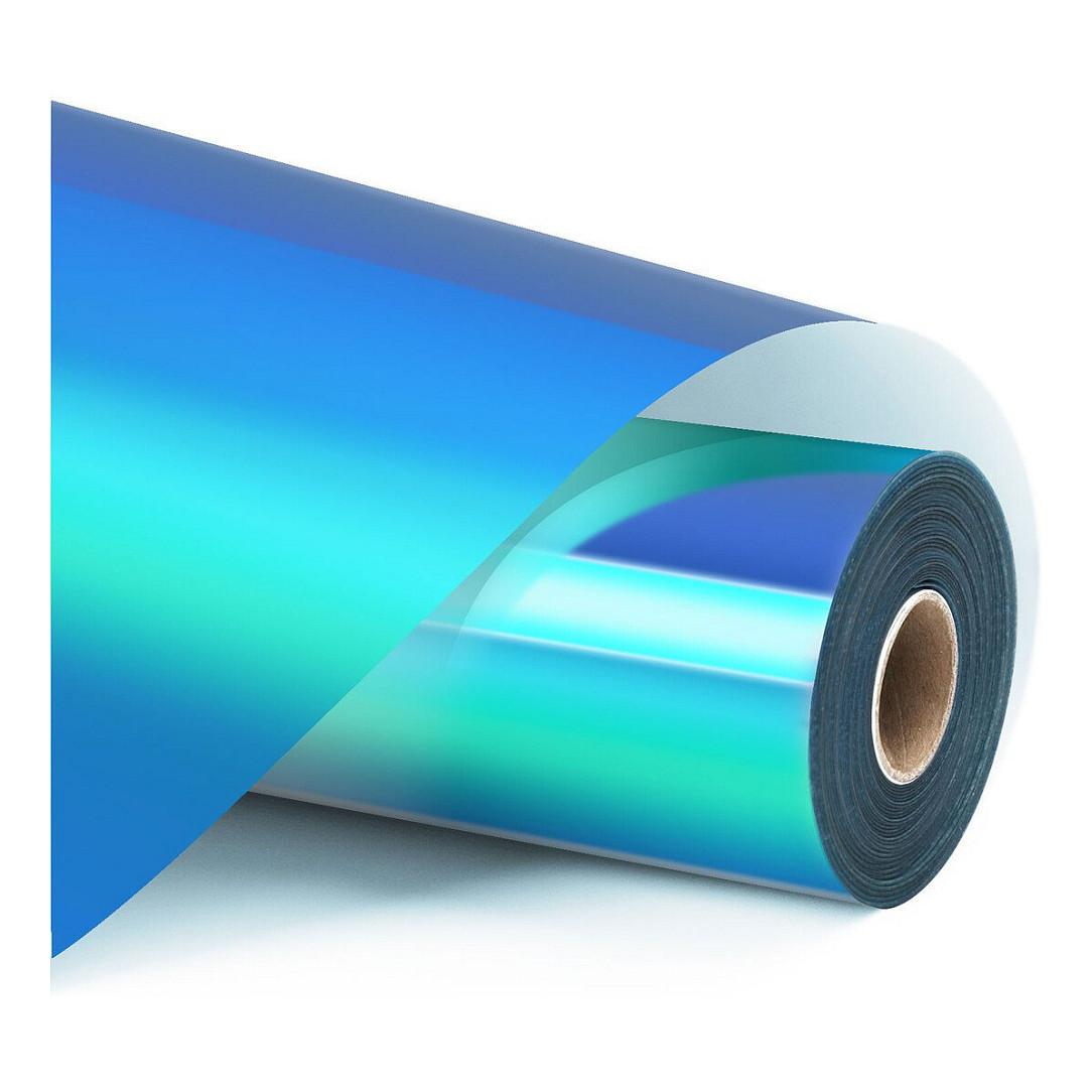 Permanent klæbende vinylfolie LOKLiK holografisk - Wasserblau 30,5 x 90 cm