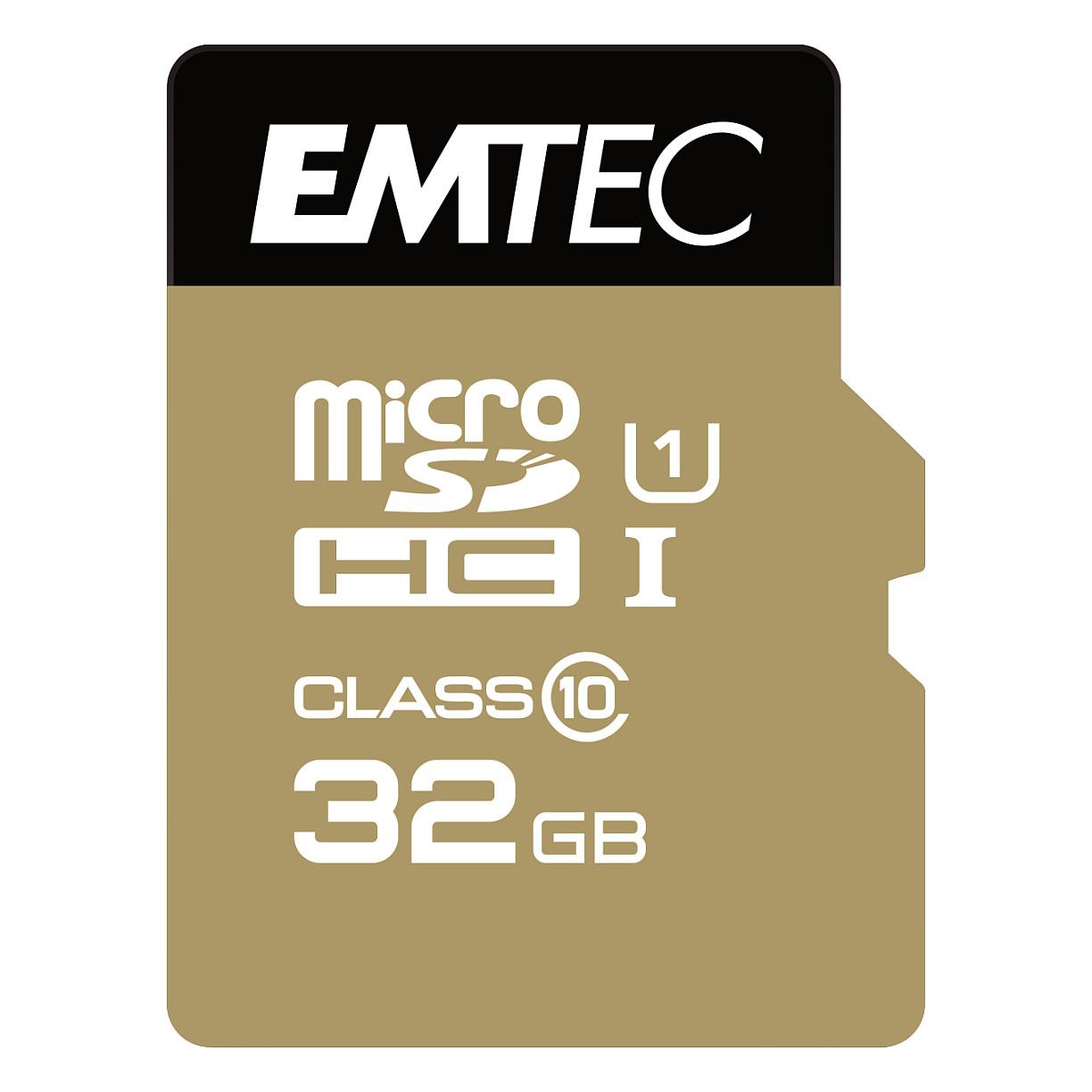 EMTEC Gold+ - Flashhukommelseskort (SD adapter inkluderet) - 32 GB - Class 10 - microSD - guld