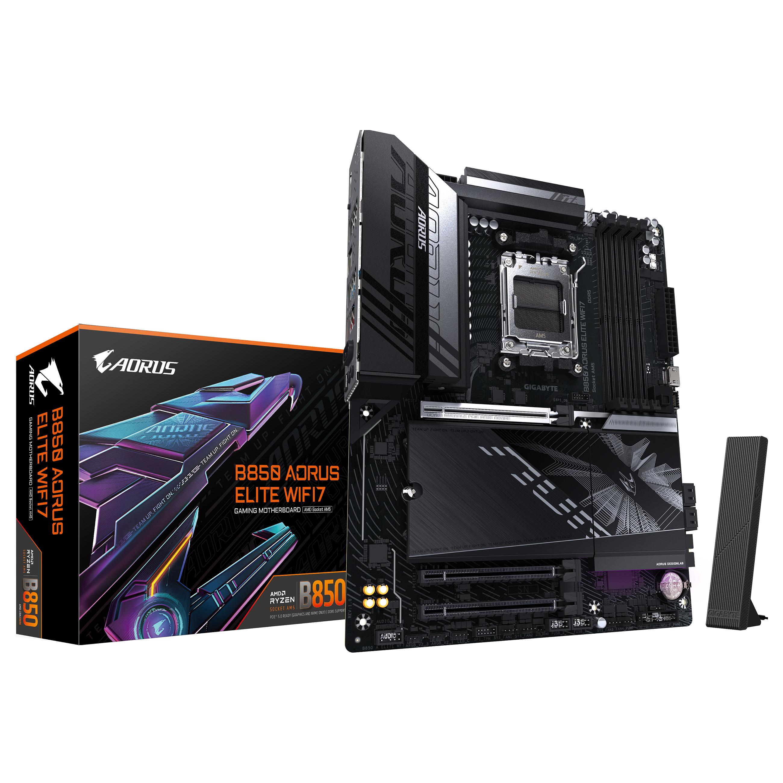 Gigabyte B850 AORUS ELITE WIFI7 bundkort - AMD B850, AM5, DDR5, ATX, Wi-Fi 7 og 2,5 GbE