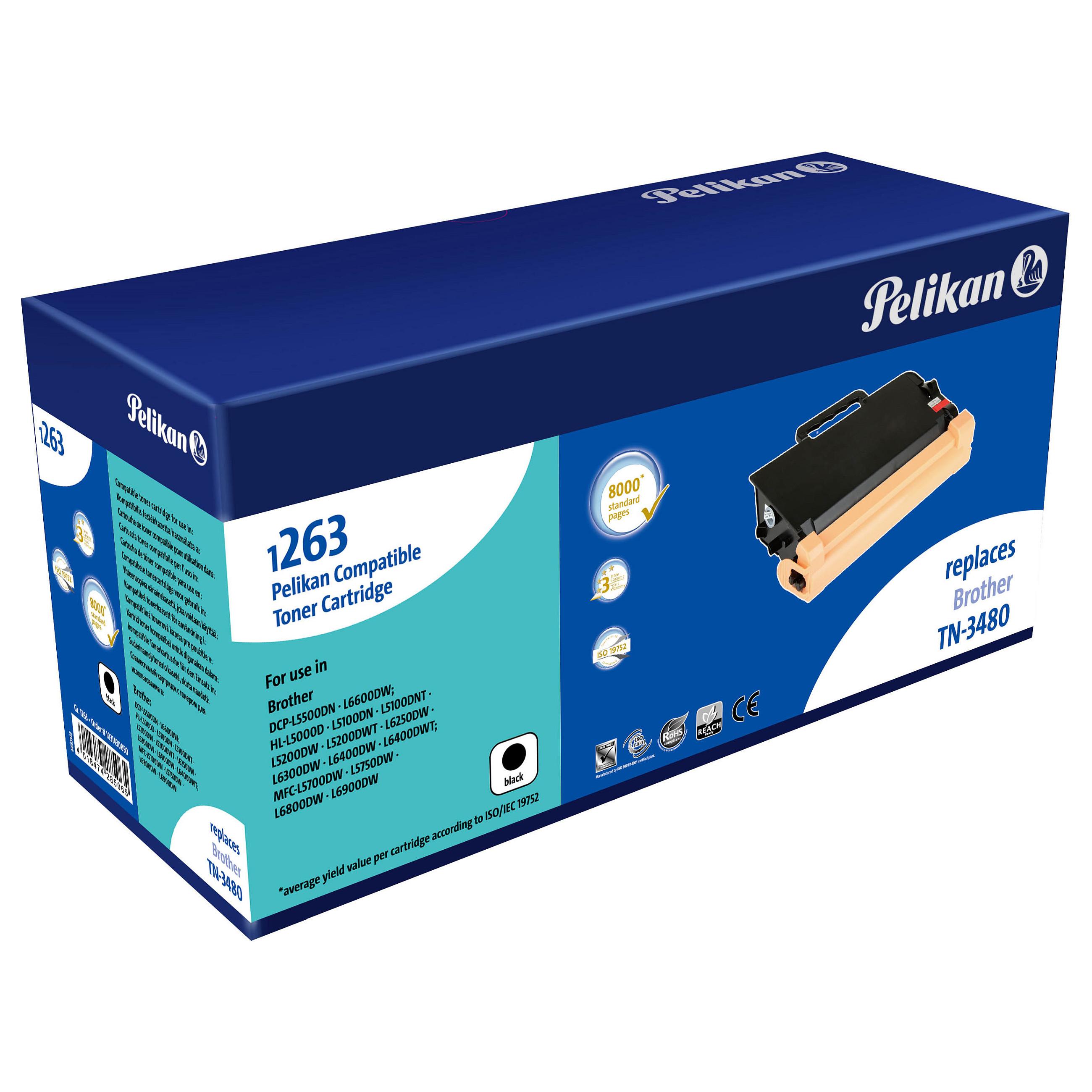Tonerpatron Pelikan kompatibel med Brother TN-3480 - sort