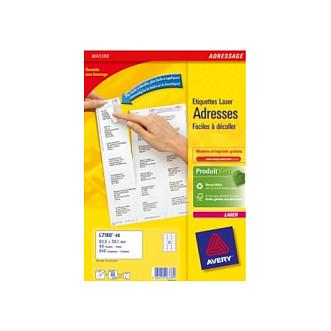 Avery - Hvid - 63.5 x 38.1 mm 840 etikette(r) (40 ark x 21) adresseetiketter