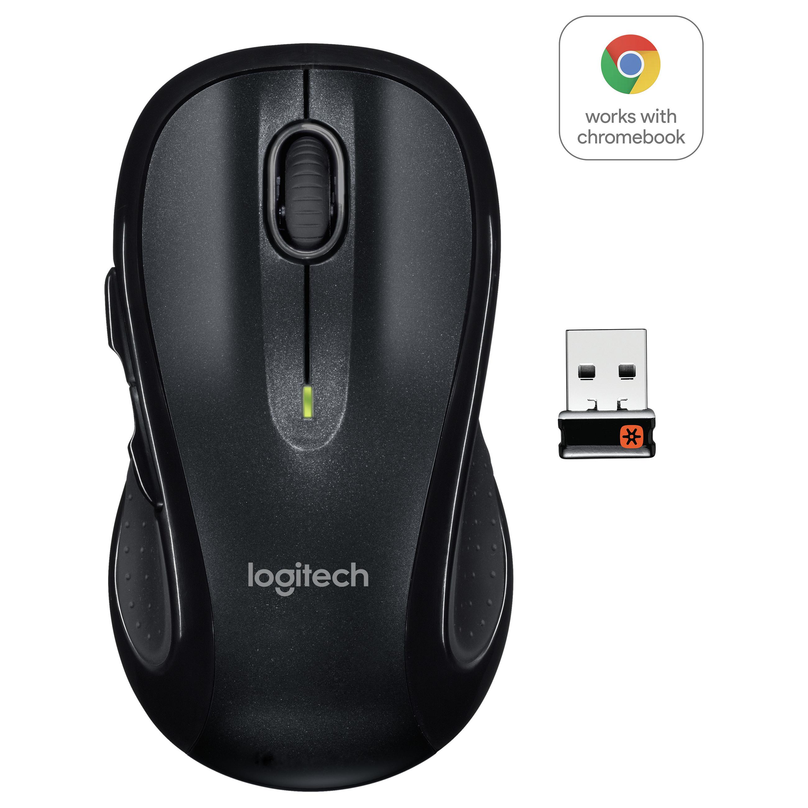 Logitech M510 - Mus - højrehåndet - laser - 5 knapper - trådløs - 2.4 GHz - trådløs modtager (USB) - sort