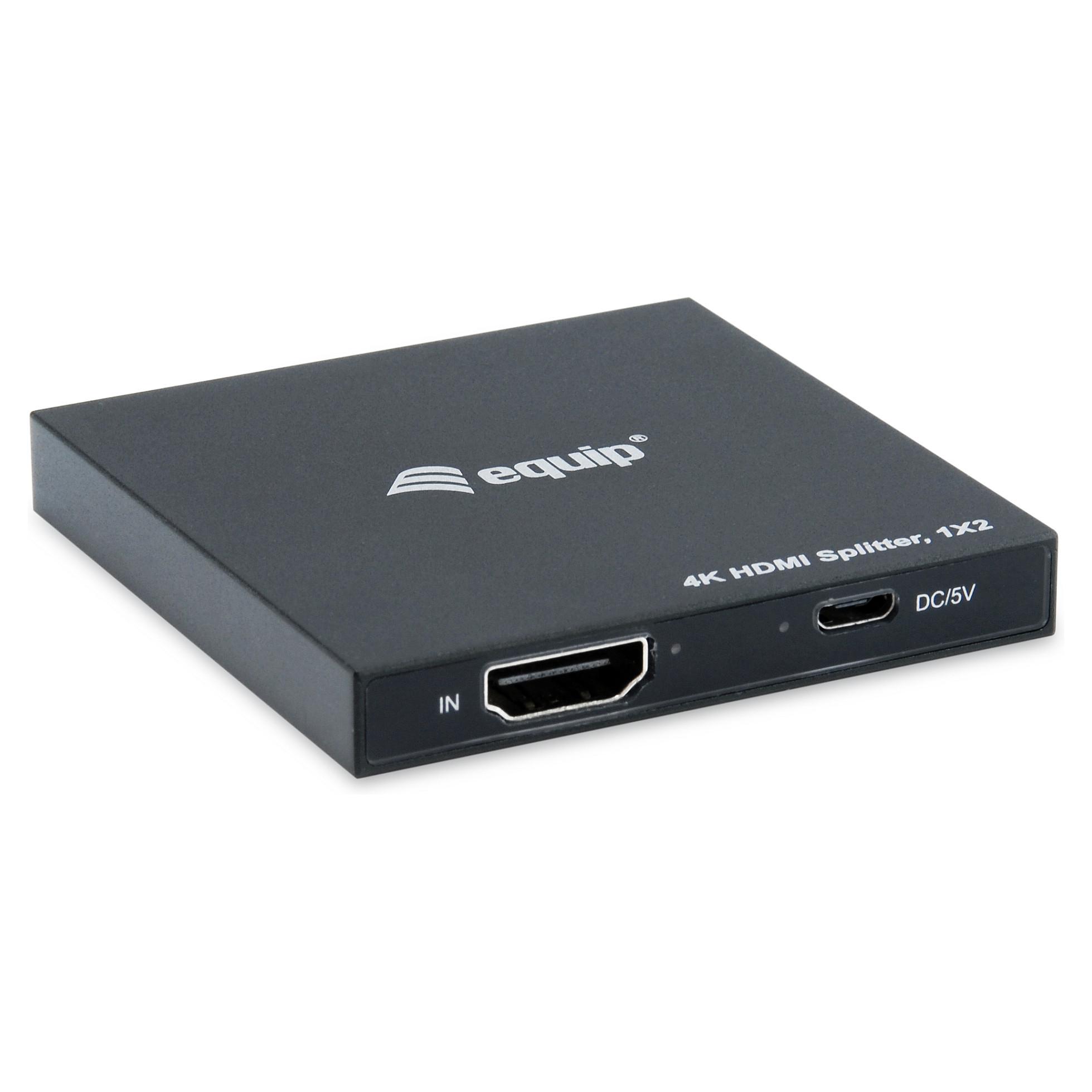 EQUIP 332715 HDMI videosplitter 1x2 - 4K Ultra HD, 2 x HDMI, sort