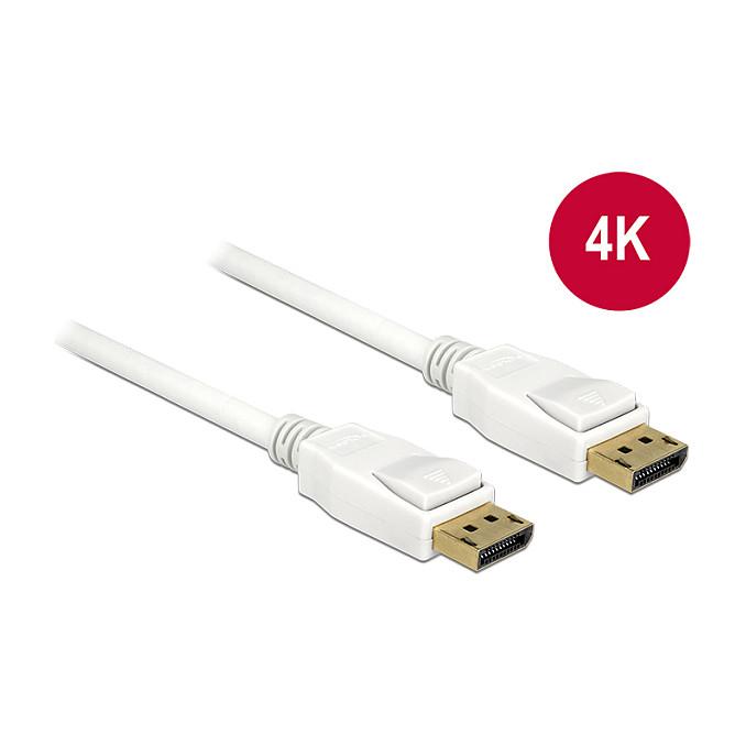 DisplayPort-kabel DeLOCK 1.2a 4K 2 m - hvid