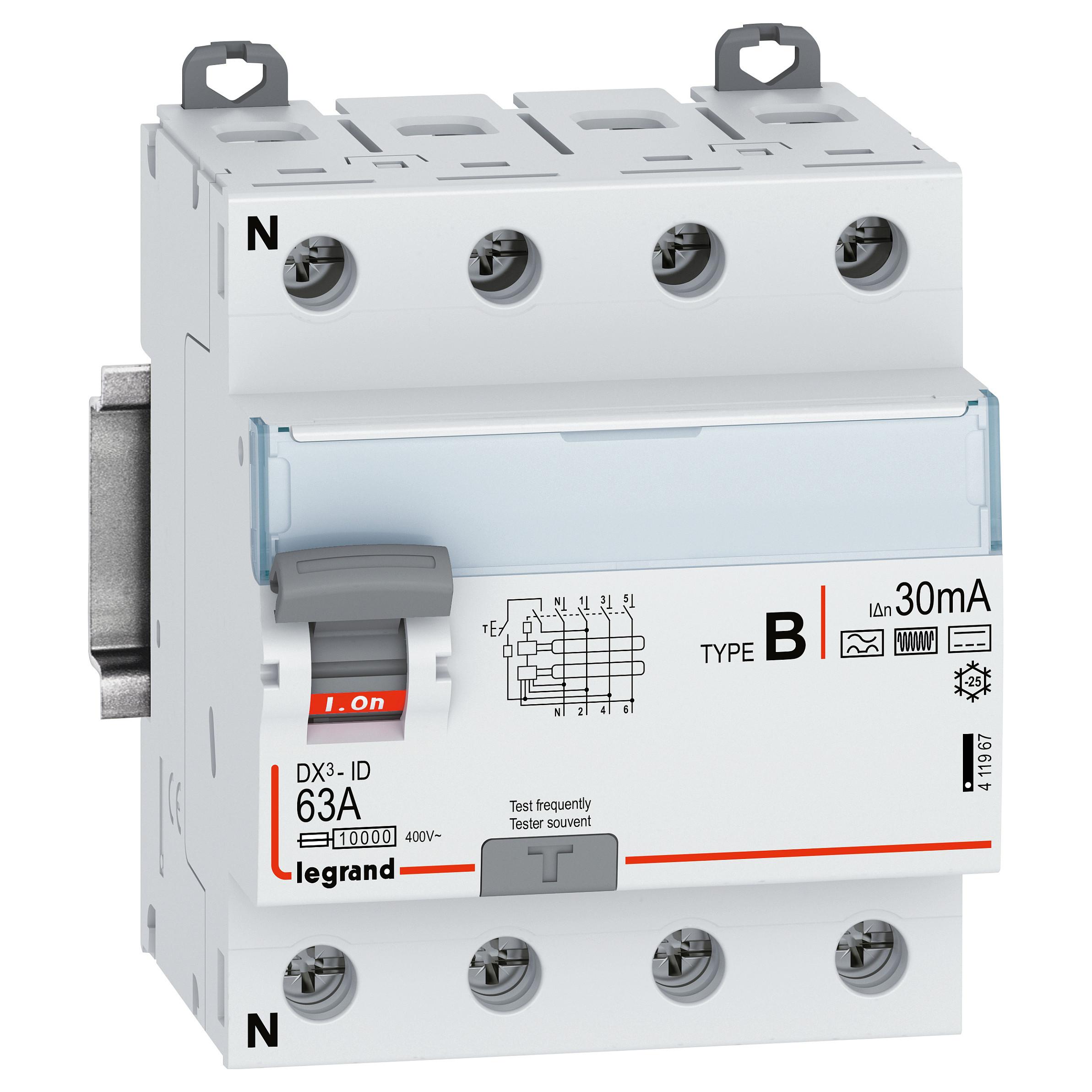 Fejlstrømsafbryder Legrand DX3-ID 63 A 4-polet 30 mA type B 400 V AC