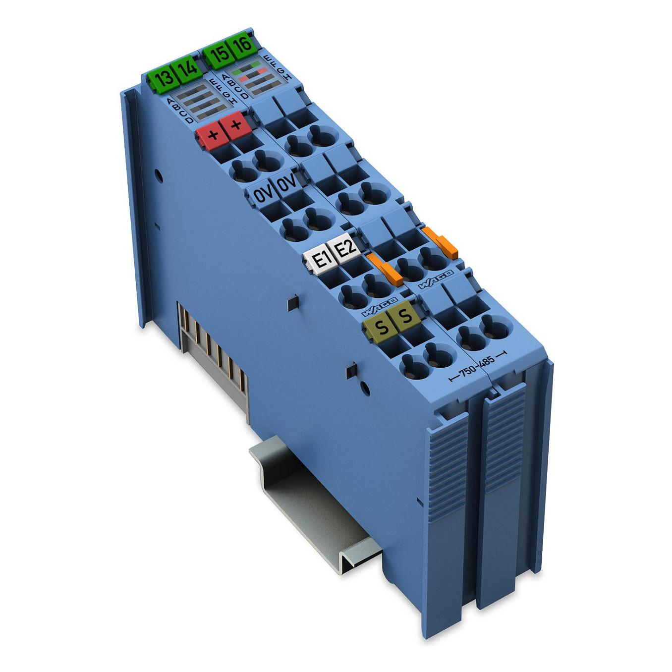 Analog indgangsklemme WAGO 750-485 - 2-kanals blå 0,08-2,5 mm²