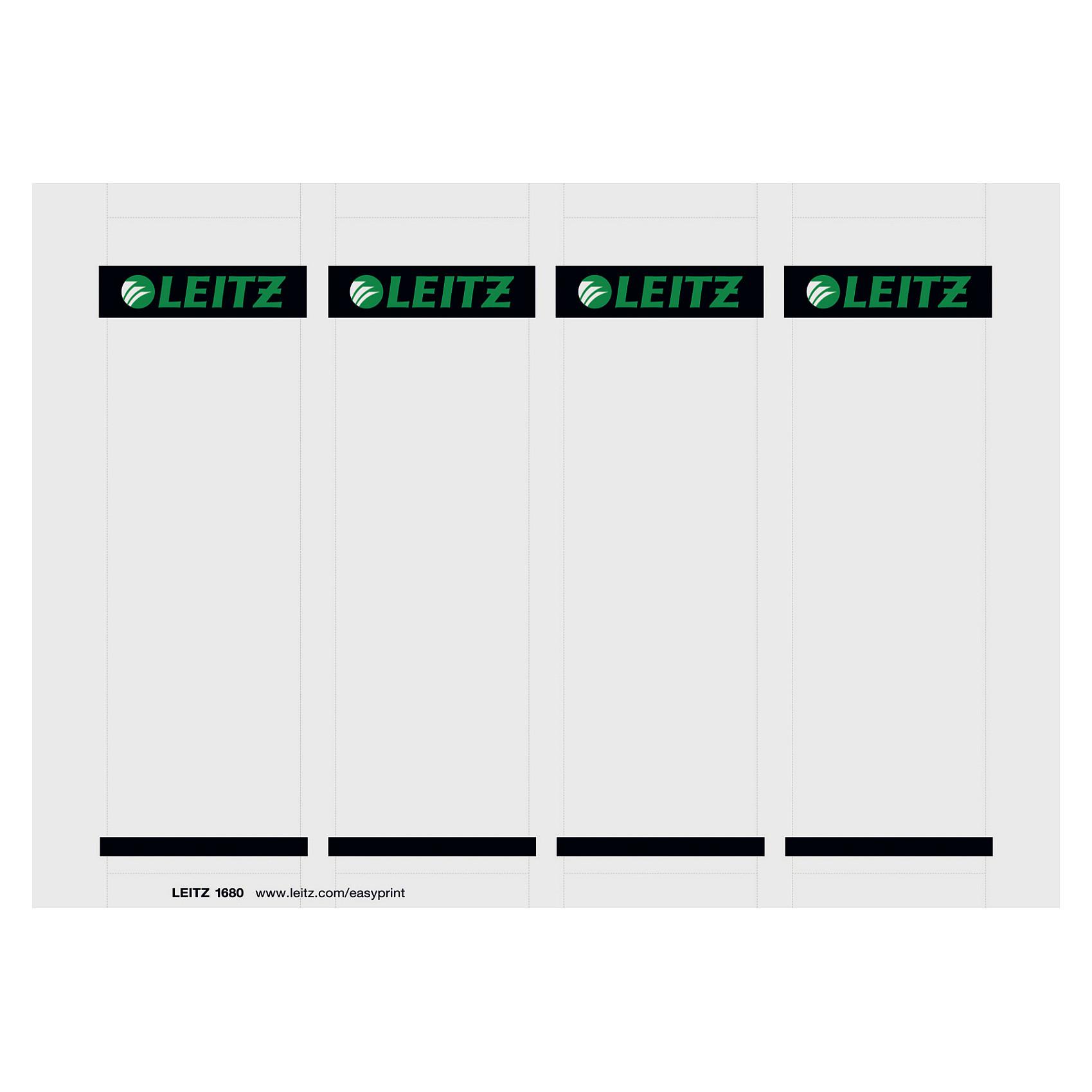 Rygetiketter til brevordner Leitz 180° 80 mm, pose/100 Grå