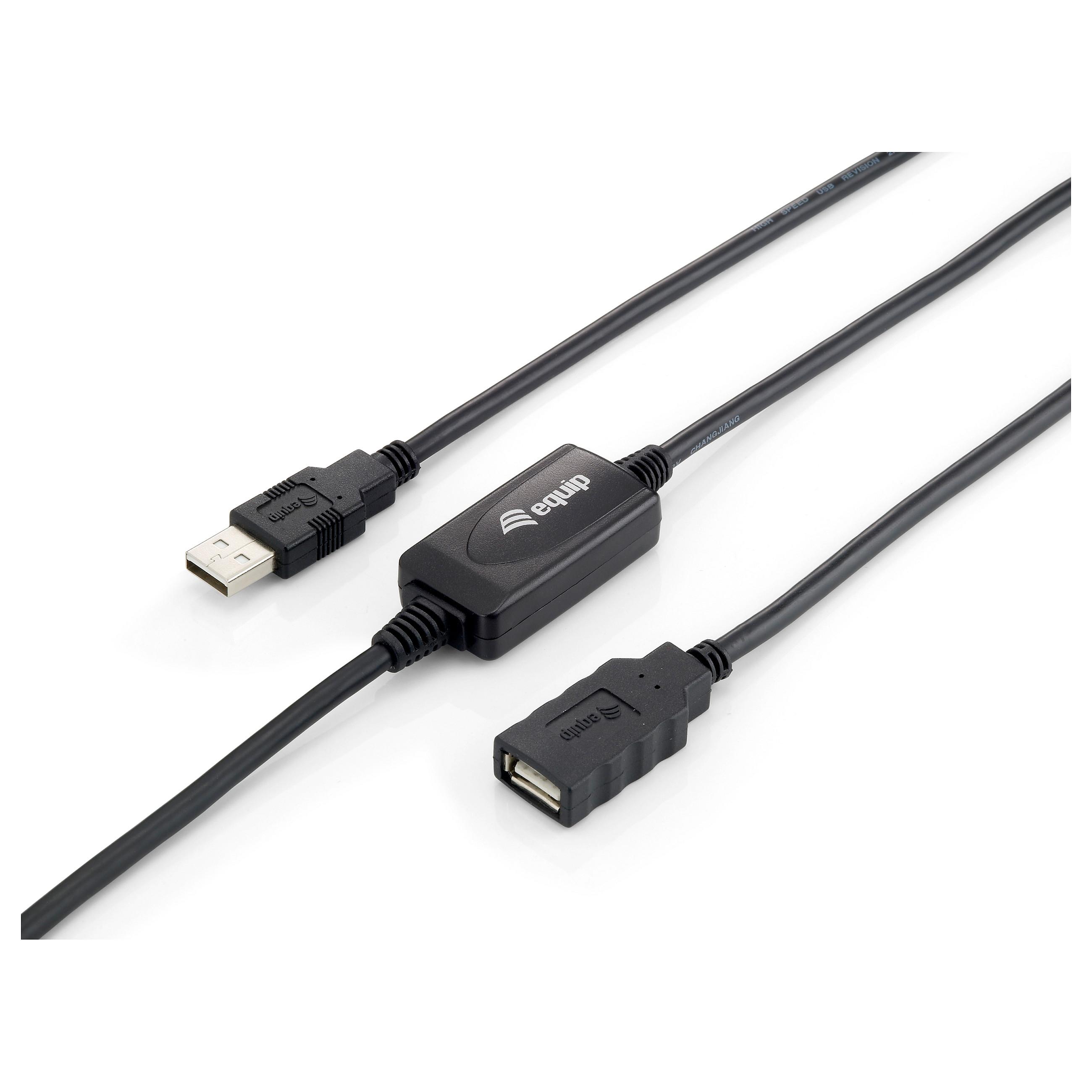 USB-forlængerkabel Equip USB 2.0 aktivt A han/hun - 10 m