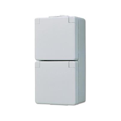 Dobbelt stikkontakt JUNG 622 W AP/WD - lodret