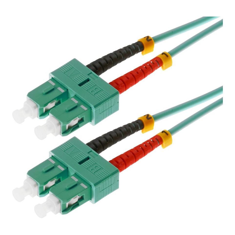 Fiberpatchkabel Helos OM3 SC/SC duplex LSZH 2 m - aqua
