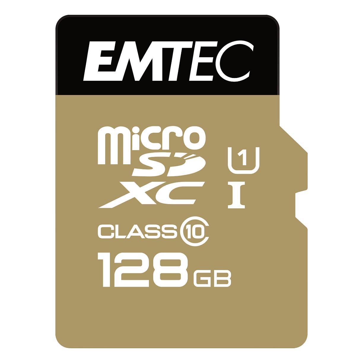 microSDXC-hukommelseskort Emtec Gold+ 128 GB med SD-adapter