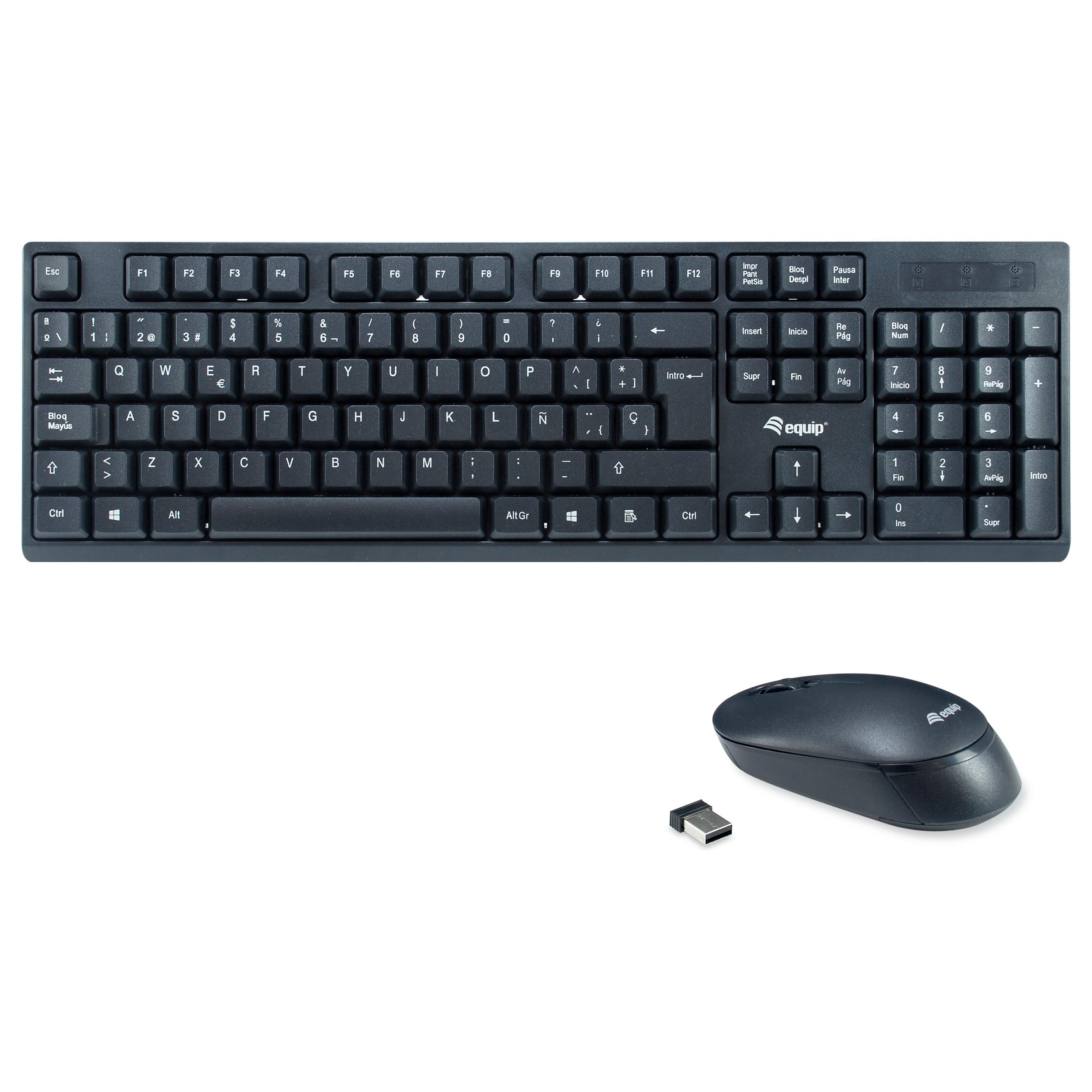 Trådløst tastatur- og musesæt Equip 245221 - spansk layout, sort