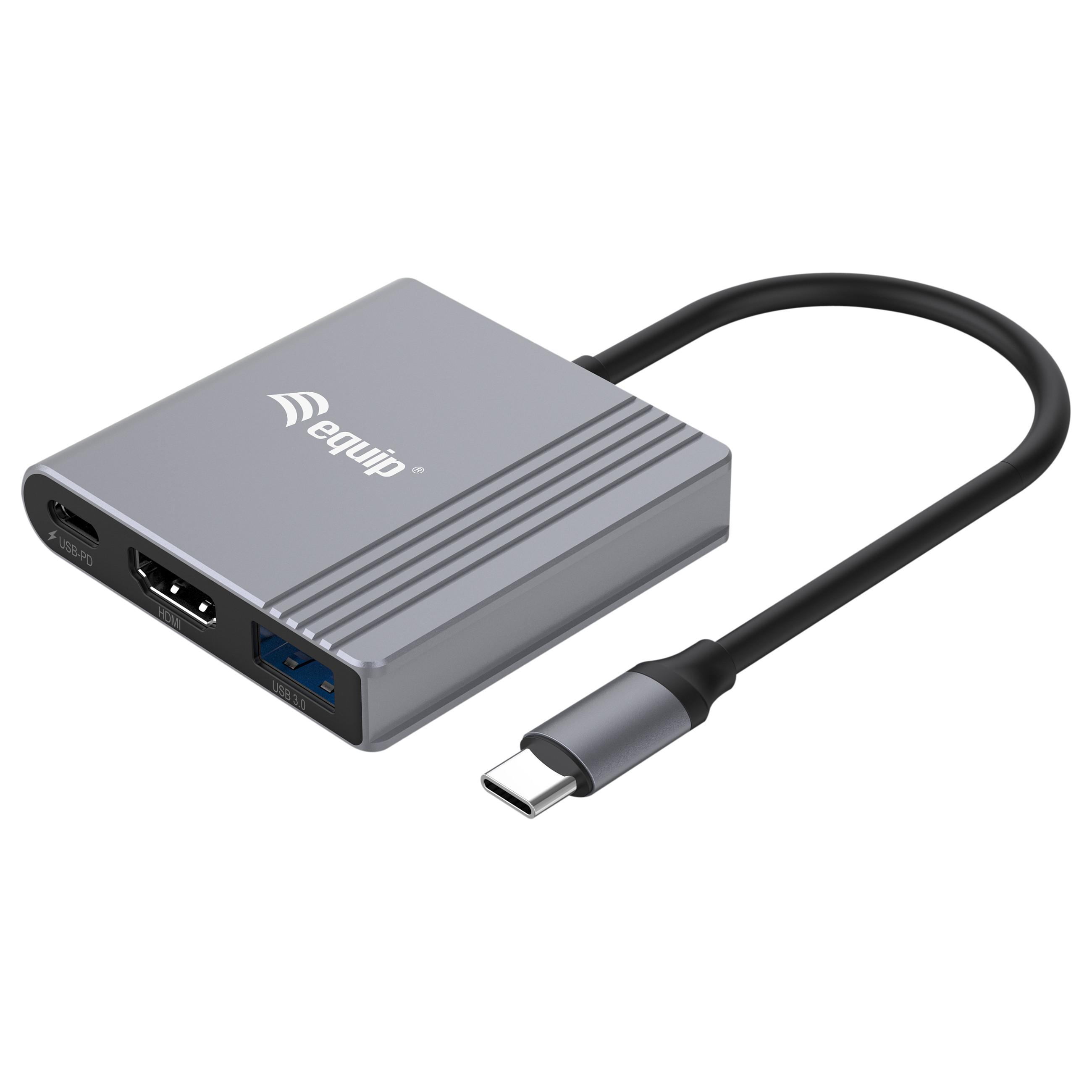 USB-C-adapter Equip 3-i-1 til HDMI, USB-A og USB PD