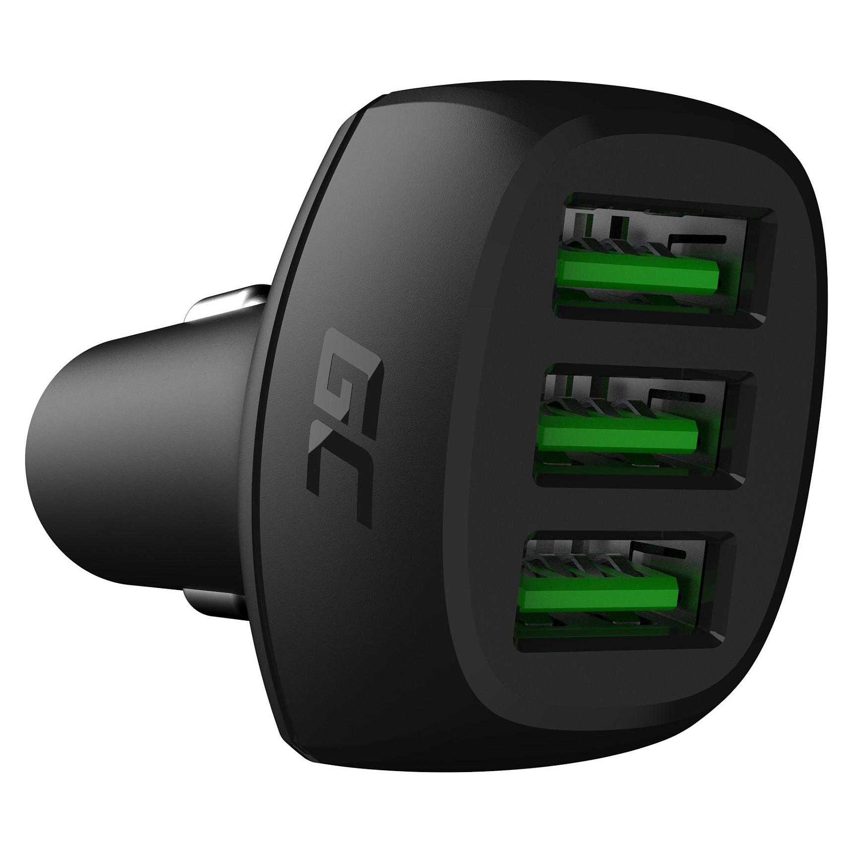 Green Cell PowerRide - Bilstrømsadapter - 54 Watt - 3 A - Apple Fast Charge, GC Ultra Charge, Huawei Fast Charge, QC 3.0, AFC - 3 output-stikforbindelser (USB) - sort