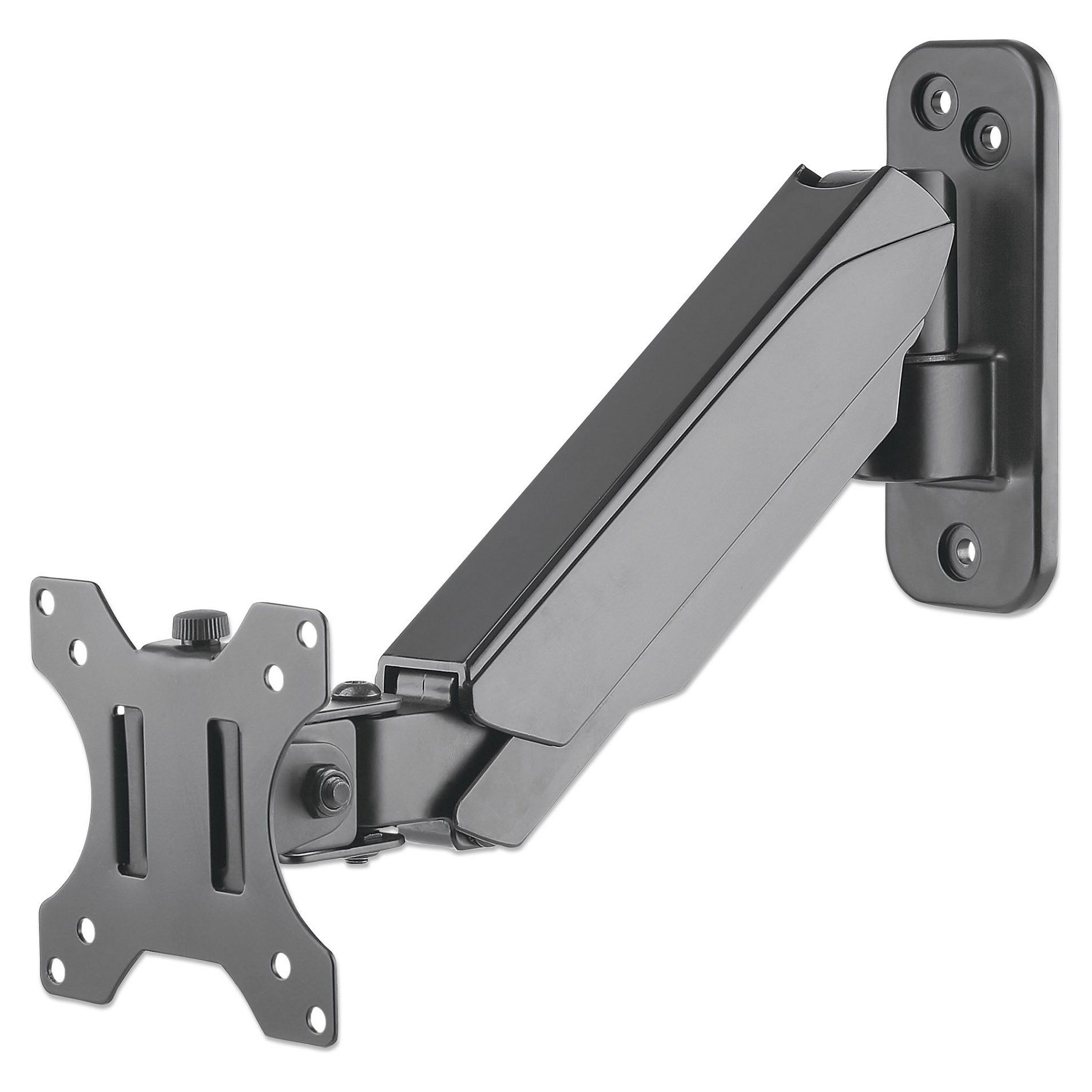 Manhattan TV & Monitor Mount, Wall, Spring Arm, 1 screen, Screen Sizes: 17-32", Black, VESA 75x75 to 100x100mm, Max 8kg, Height Adjustable Swivel Arm