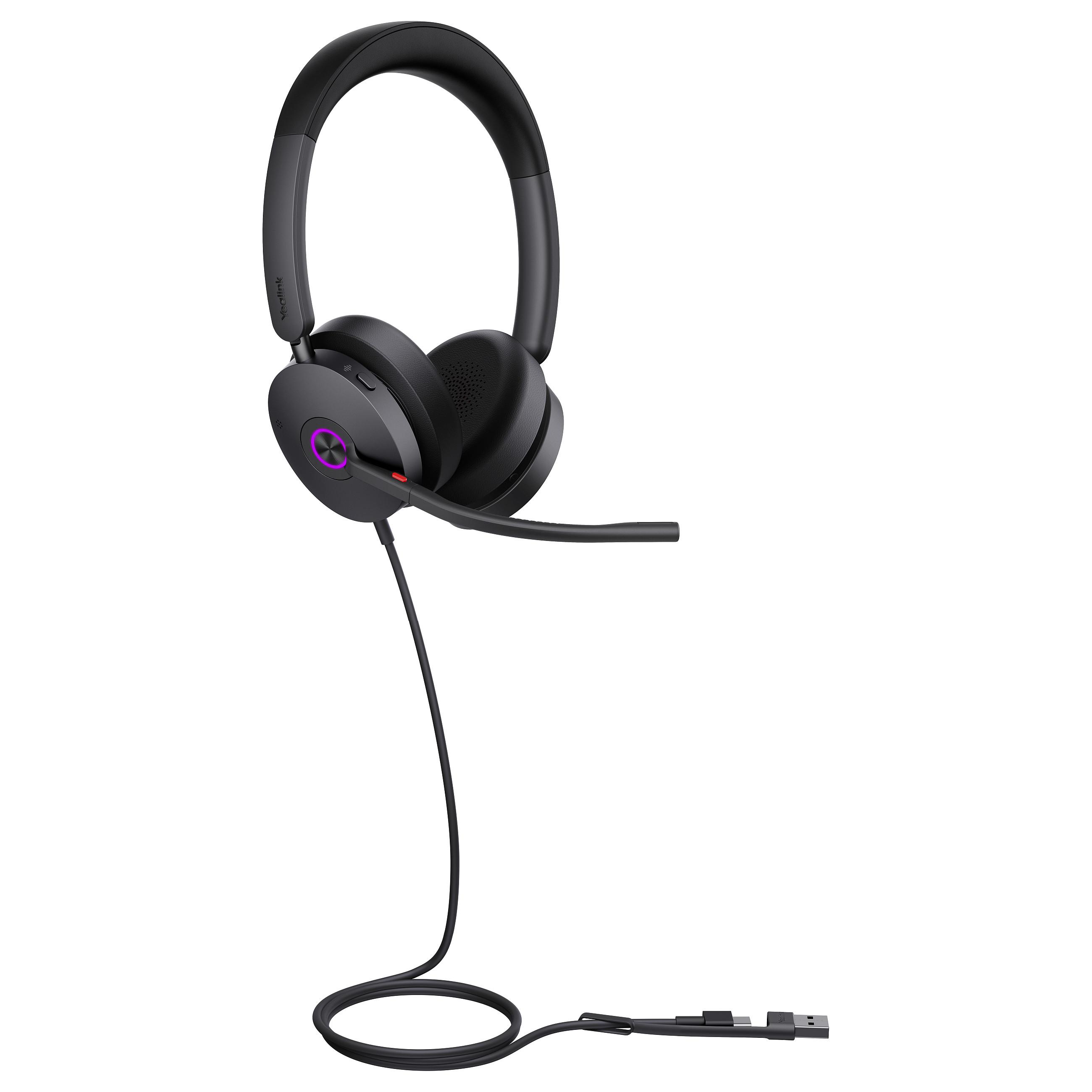 Yealink UH48 Dual UC USB-C/A Headset, Opkald/Musik, 169 g, Headset, Sort (UH48 DUAL UC USB-C/A)