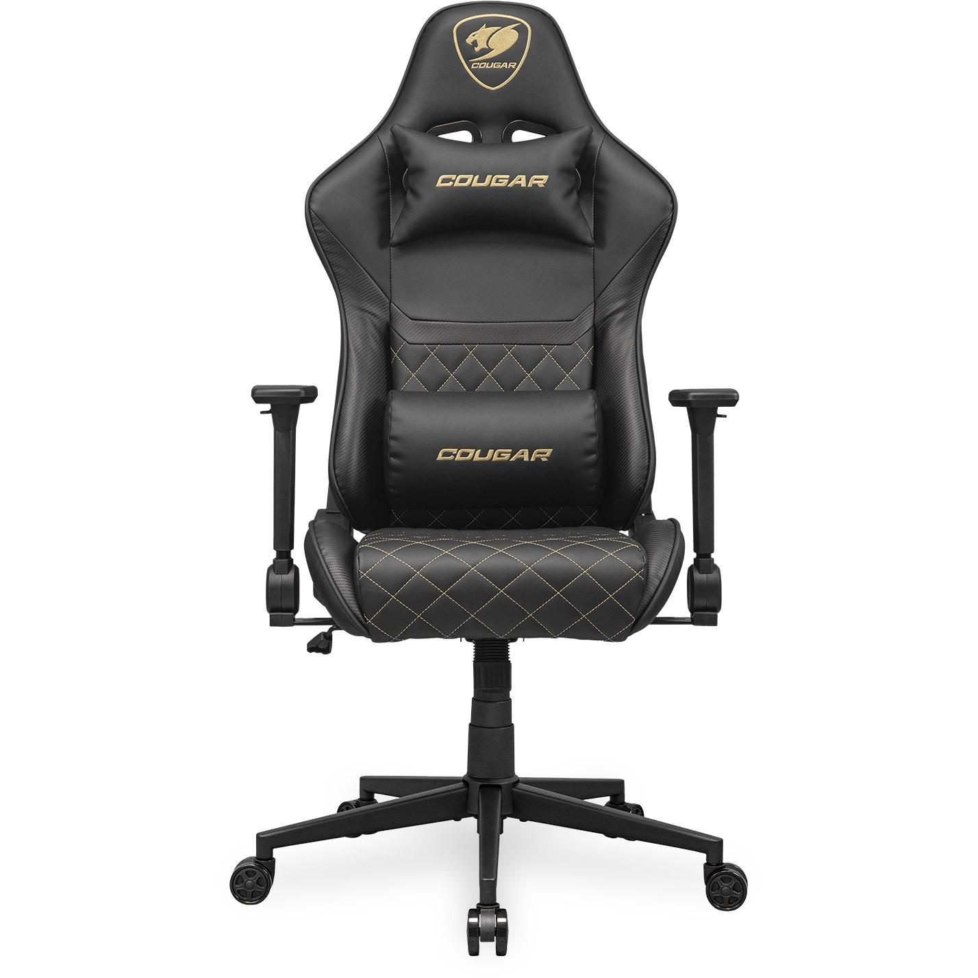 COUGAR Armor One V2 Gold gamerstol - sort/guld med 4D armlæn og nakkepude
