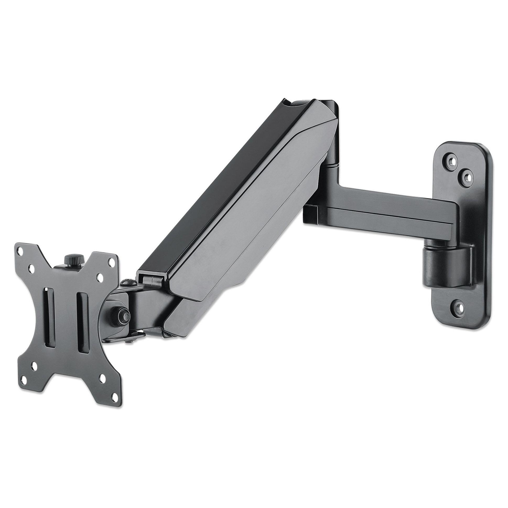 Manhattan TV & Monitor Mount, Wall, Spring Arm, 1 screen, Screen Sizes: 17-32", Black, VESA 75x75 to 100x100mm, Max 8kg, Height Adjustable Swivel Arm