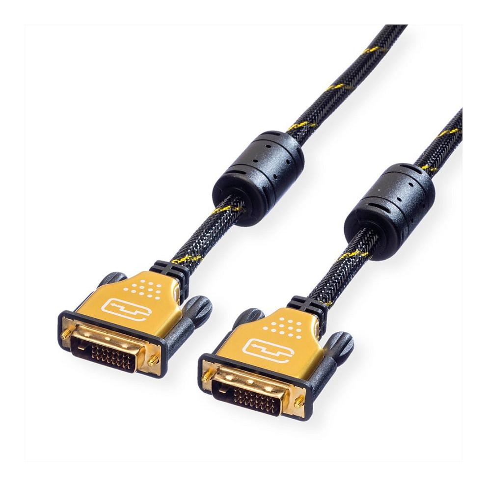 DVI-D kabel ROLINE GOLD Dual Link 5 m - sort/guld