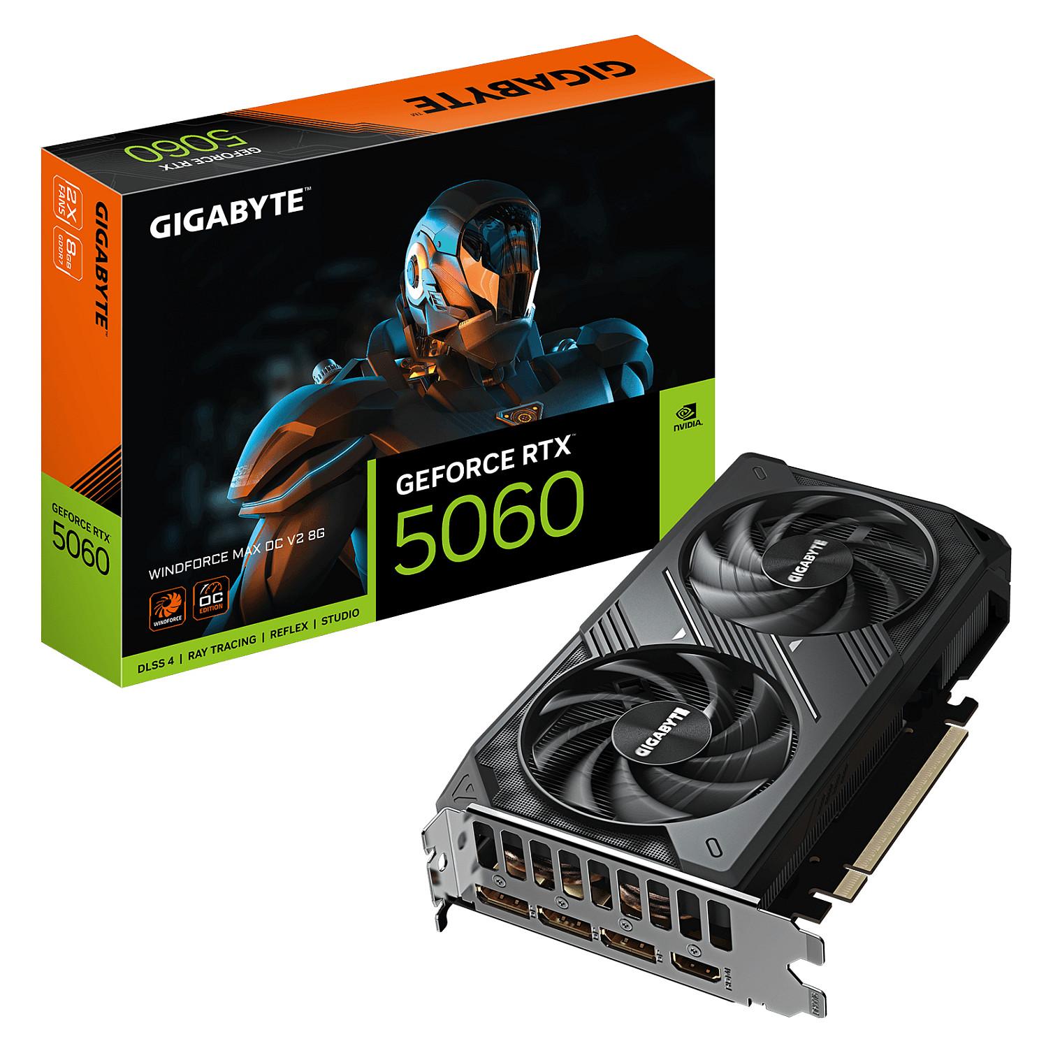 GIGABYTE GeForce RTX 5060 WINDFORCE MAX OC V2 8G, GeForce RTX 5060, 8 GB, GDDR7, 128 Bit, 7680 x 4320 pixel, PCI Express 5.0