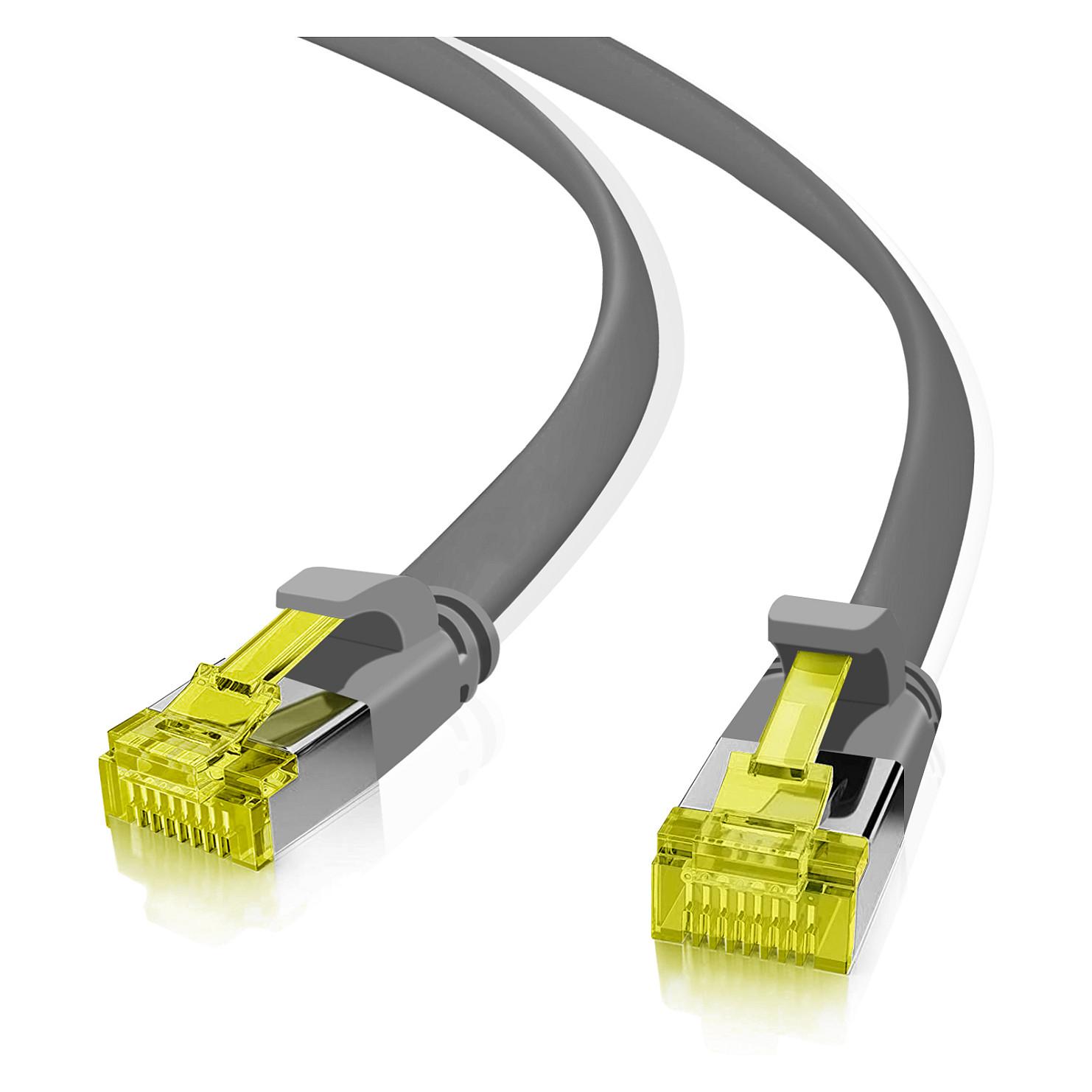 Patchkabel Helos Cat 6a ultrafladt U/FTP RJ45 - grå, 1 m