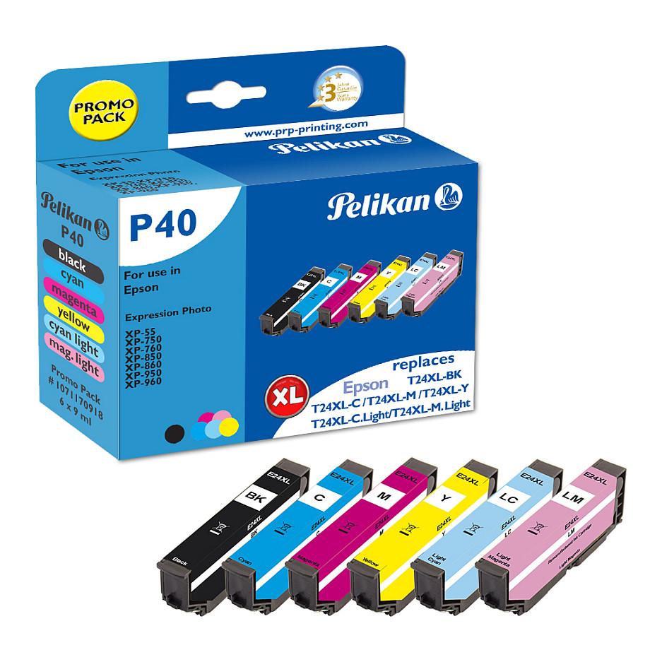 Blækpatroner Pelikan P40 til Epson T24XL - 6 stk.